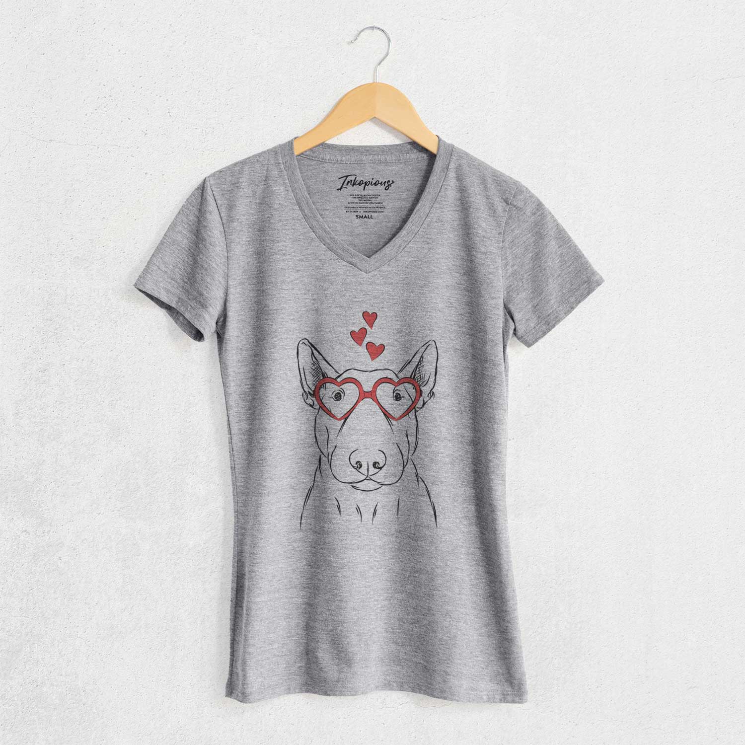 Valentine Jett the Bull Terrier - Women's V-neck Shirt