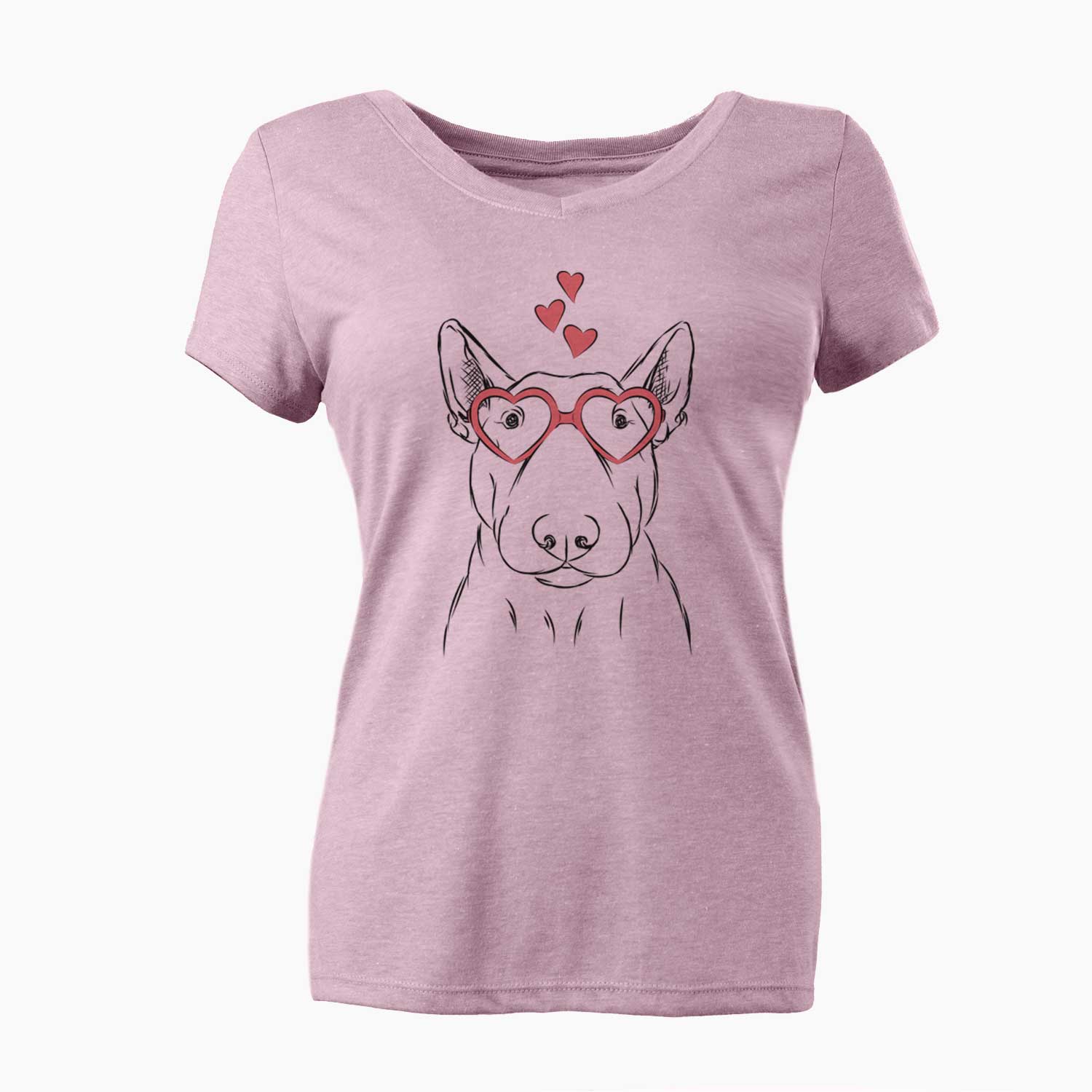 Valentine Jett the Bull Terrier - Women's V-neck Shirt