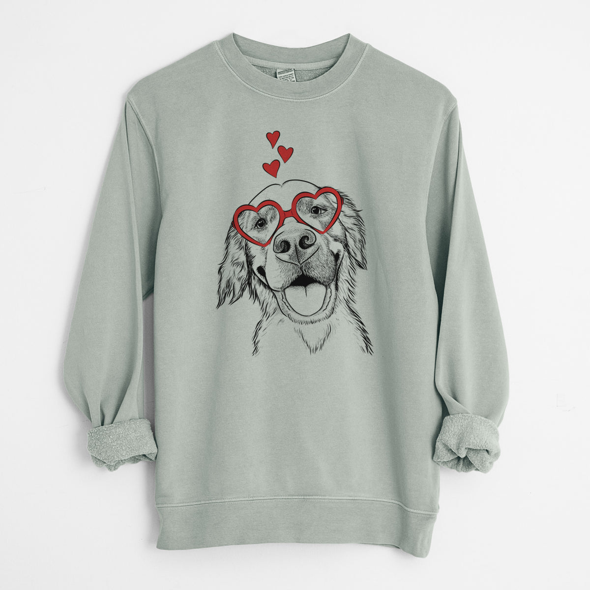 Valentine Jordy the Golden Retriever - Unisex Pigment Dyed Crew Sweatshirt