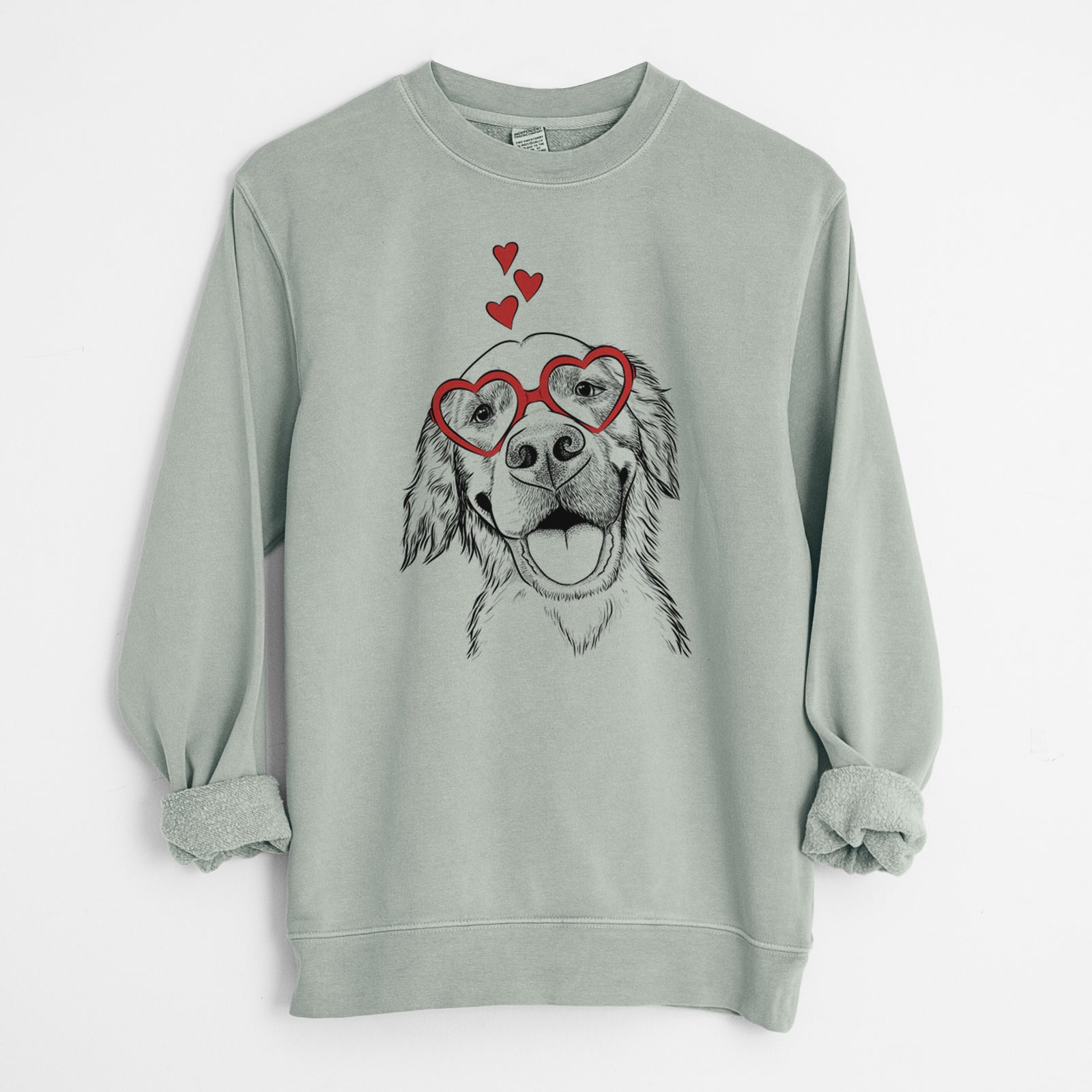 Valentine Jordy the Golden Retriever - Unisex Pigment Dyed Crew Sweatshirt