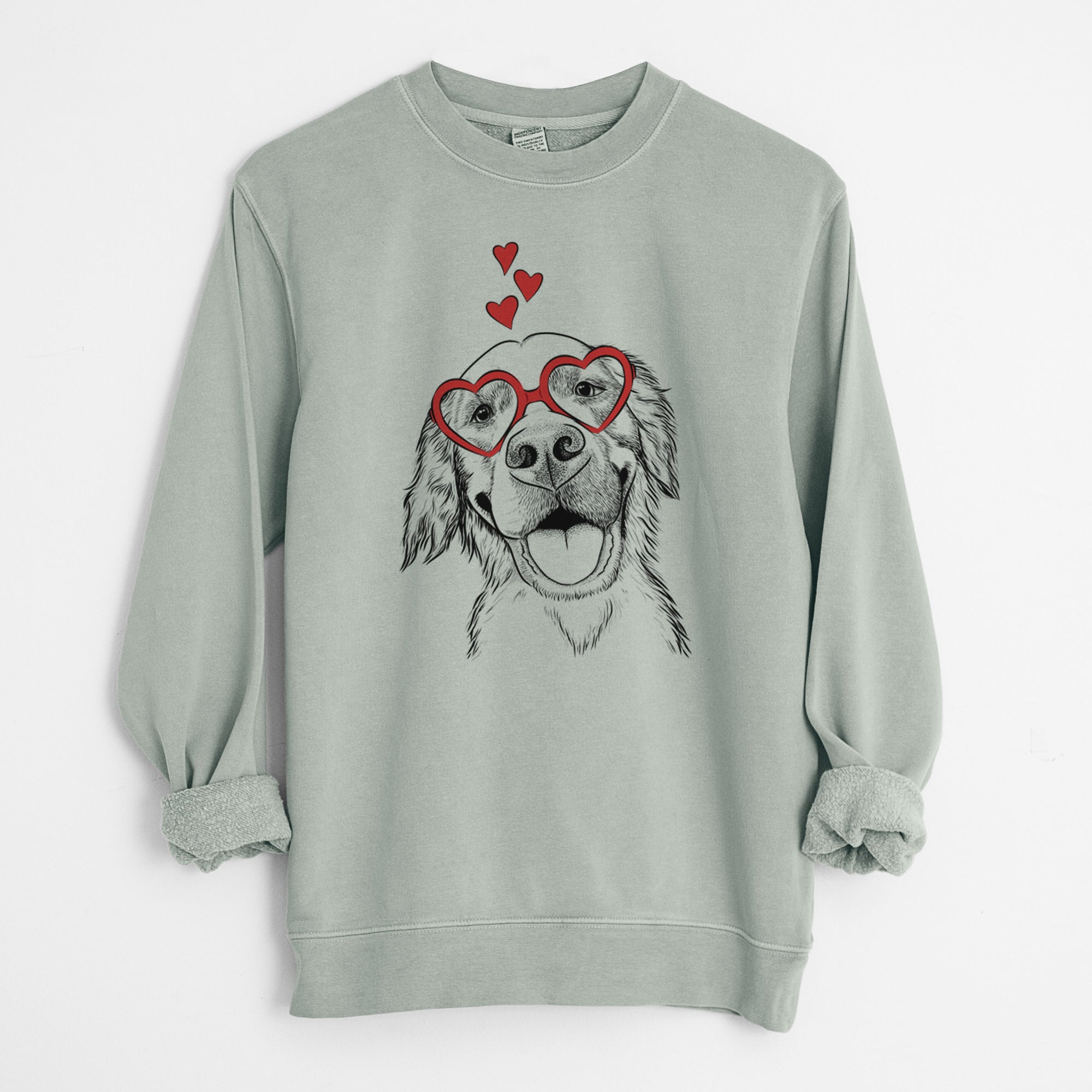 Valentine Jordy the Golden Retriever - Unisex Pigment Dyed Crew Sweatshirt