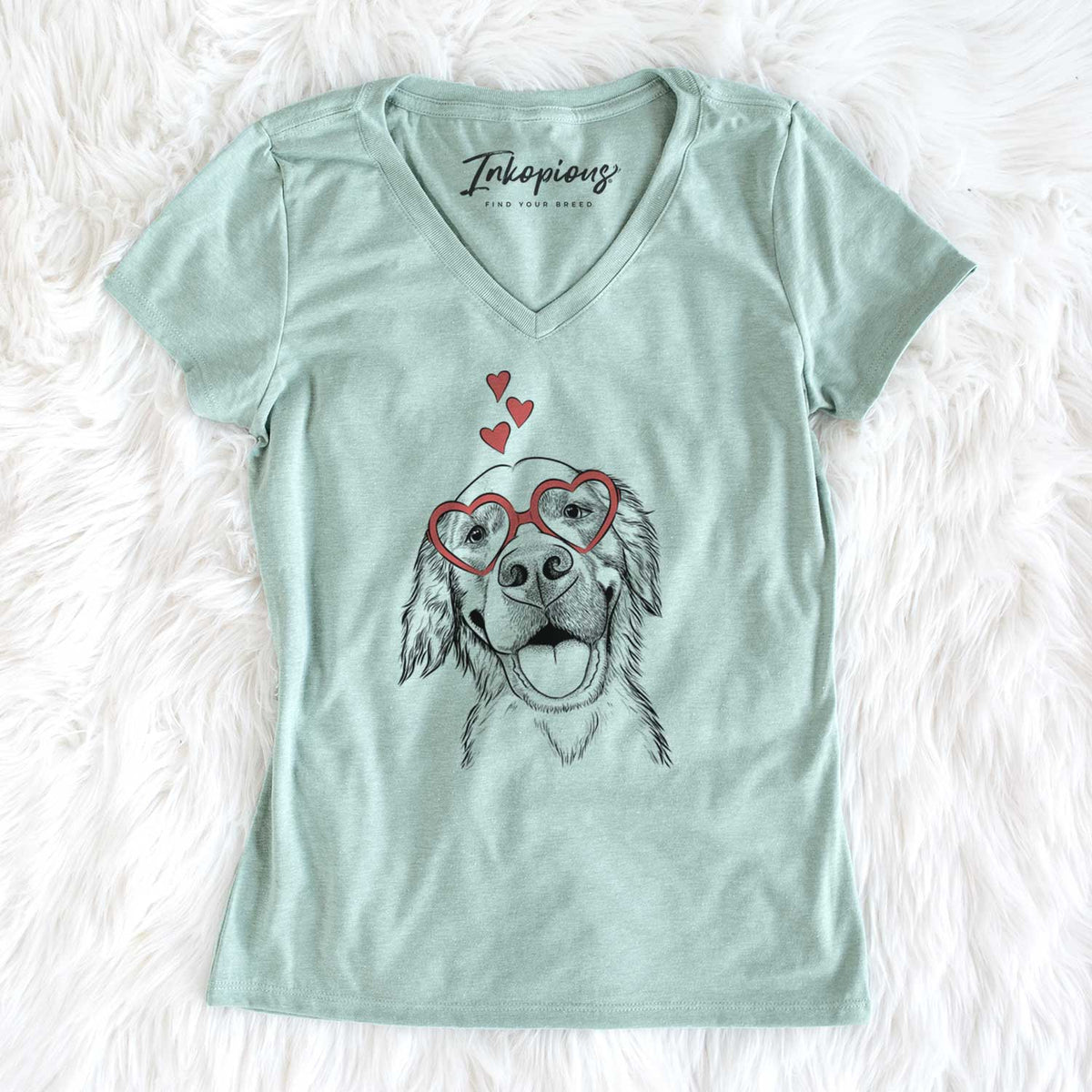 Valentine Jordy the Golden Retriever - Women's V-neck Shirt