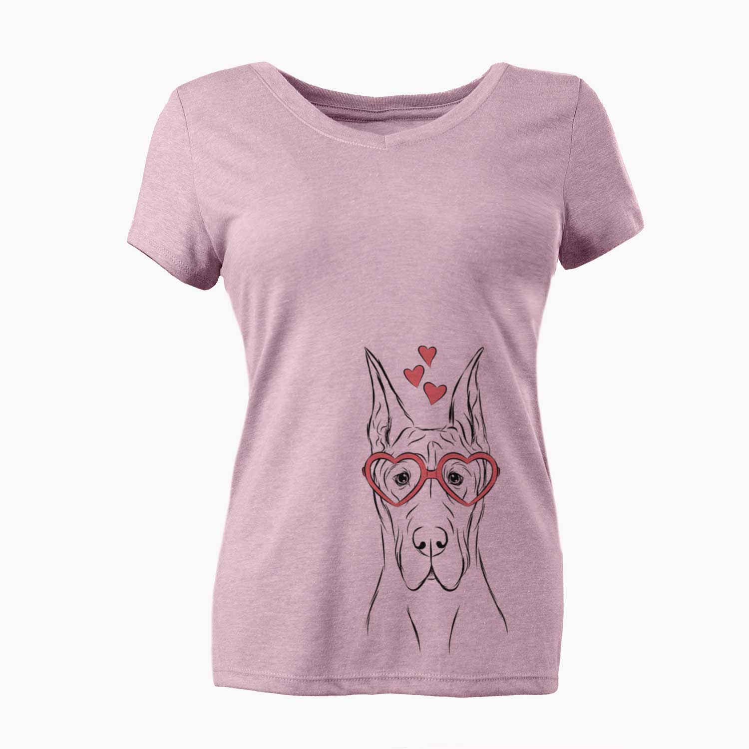 Valentine Jude the Great Dane - Women's V-neck Shirt