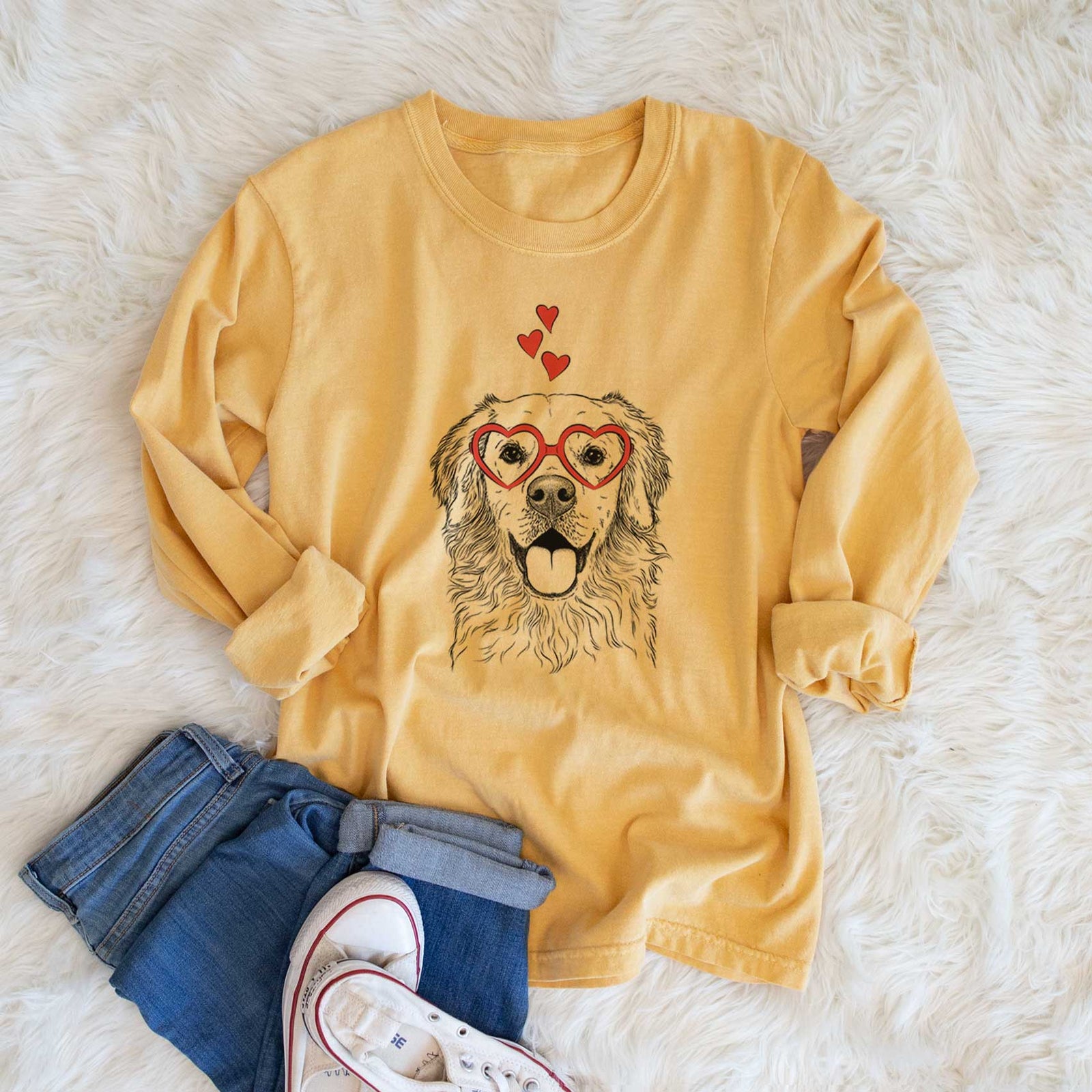 Valentine Juniper the Golden Retriever - Heavyweight 100% Cotton Long Sleeve