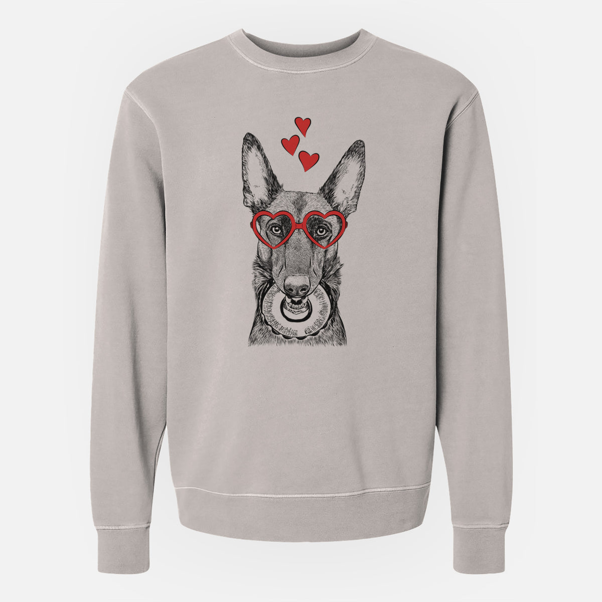 Valentine Juno the Belgian Malinois - Unisex Pigment Dyed Crew Sweatshirt