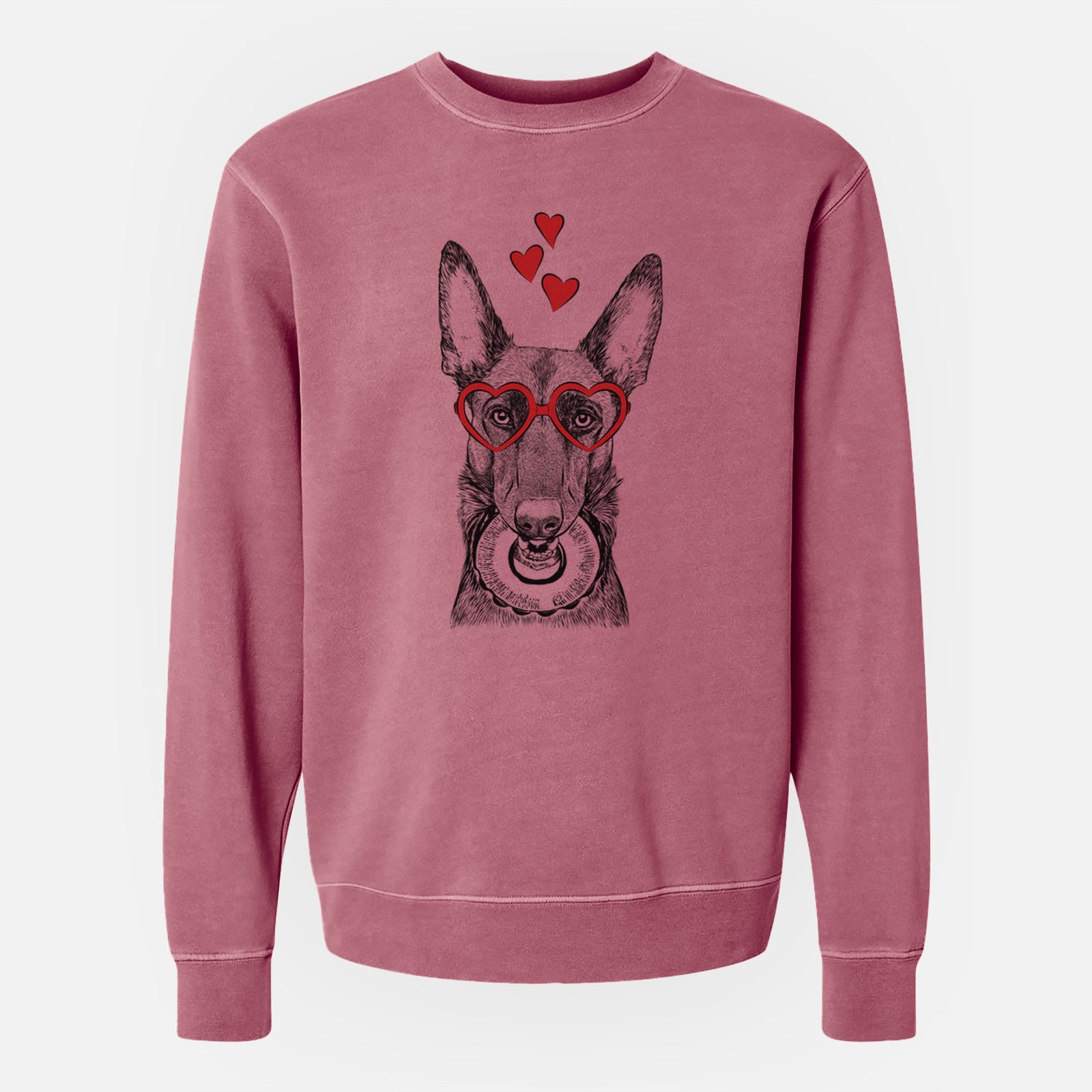 Valentine Juno the Belgian Malinois - Unisex Pigment Dyed Crew Sweatshirt