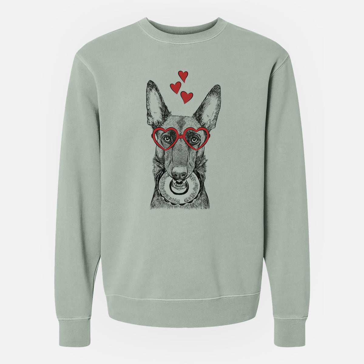 Valentine Juno the Belgian Malinois - Unisex Pigment Dyed Crew Sweatshirt