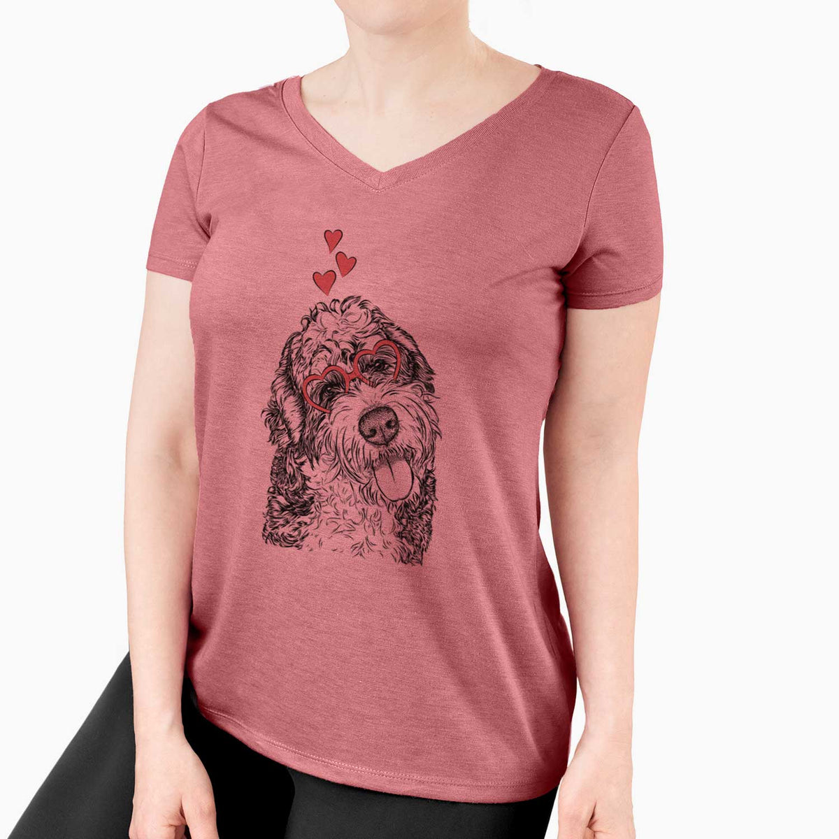 Valentine Kaci the Bernedoodle - Women's V-neck Shirt