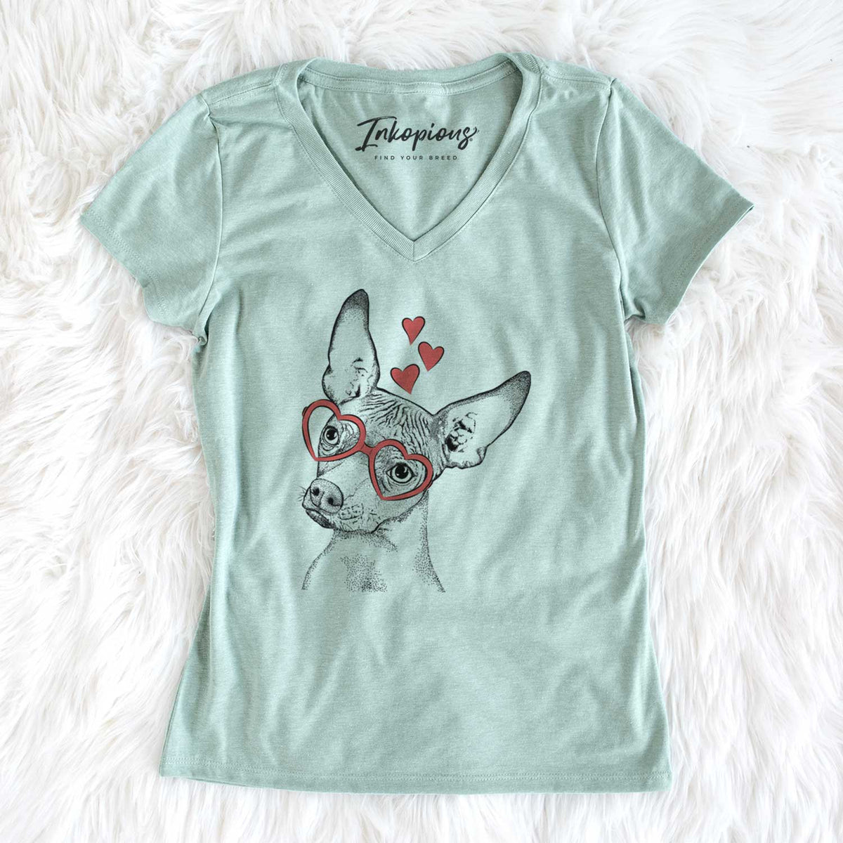 Valentine Kahlo the Xoloitzcuintli - Women's V-neck Shirt