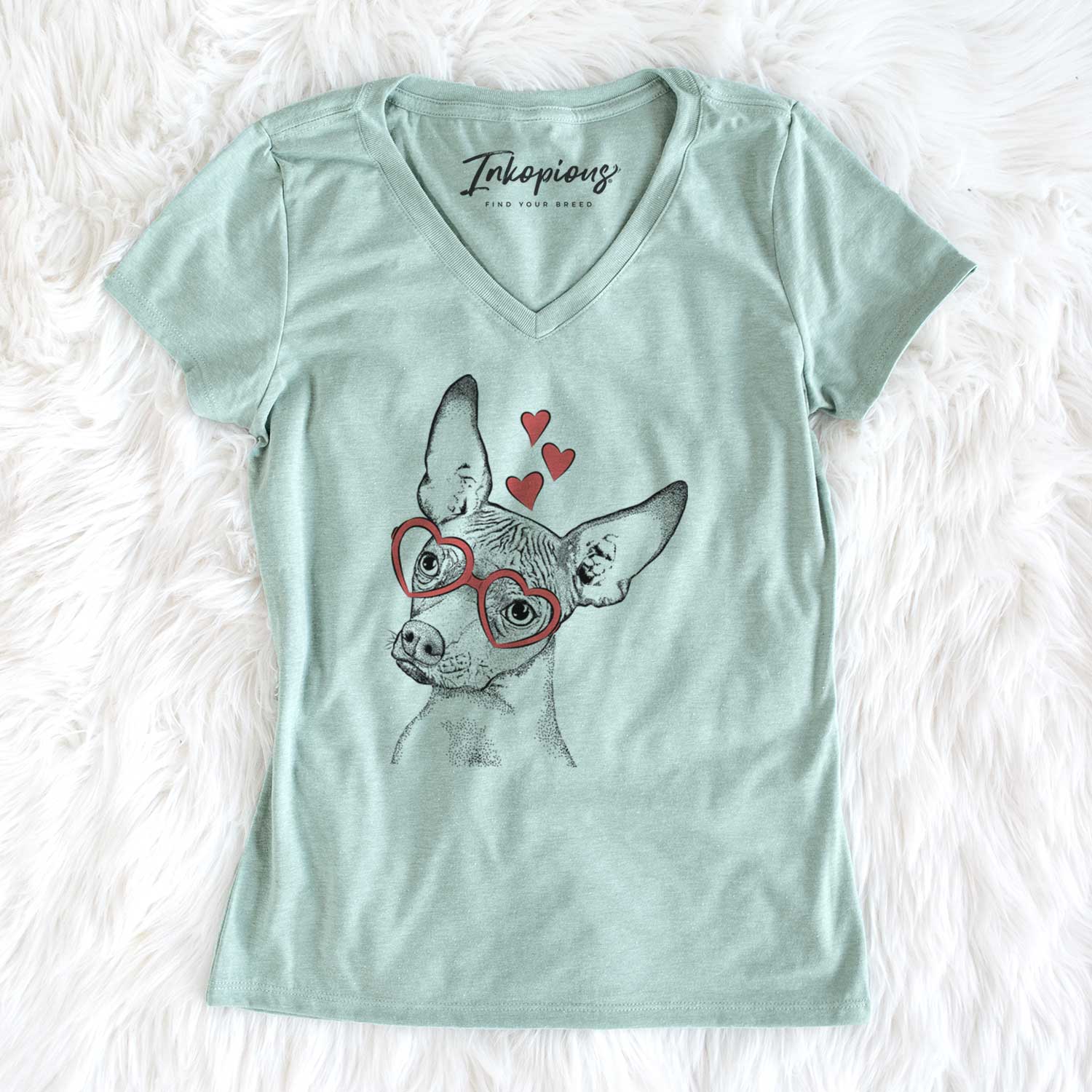 Valentine Kahlo the Xoloitzcuintli - Women's V-neck Shirt