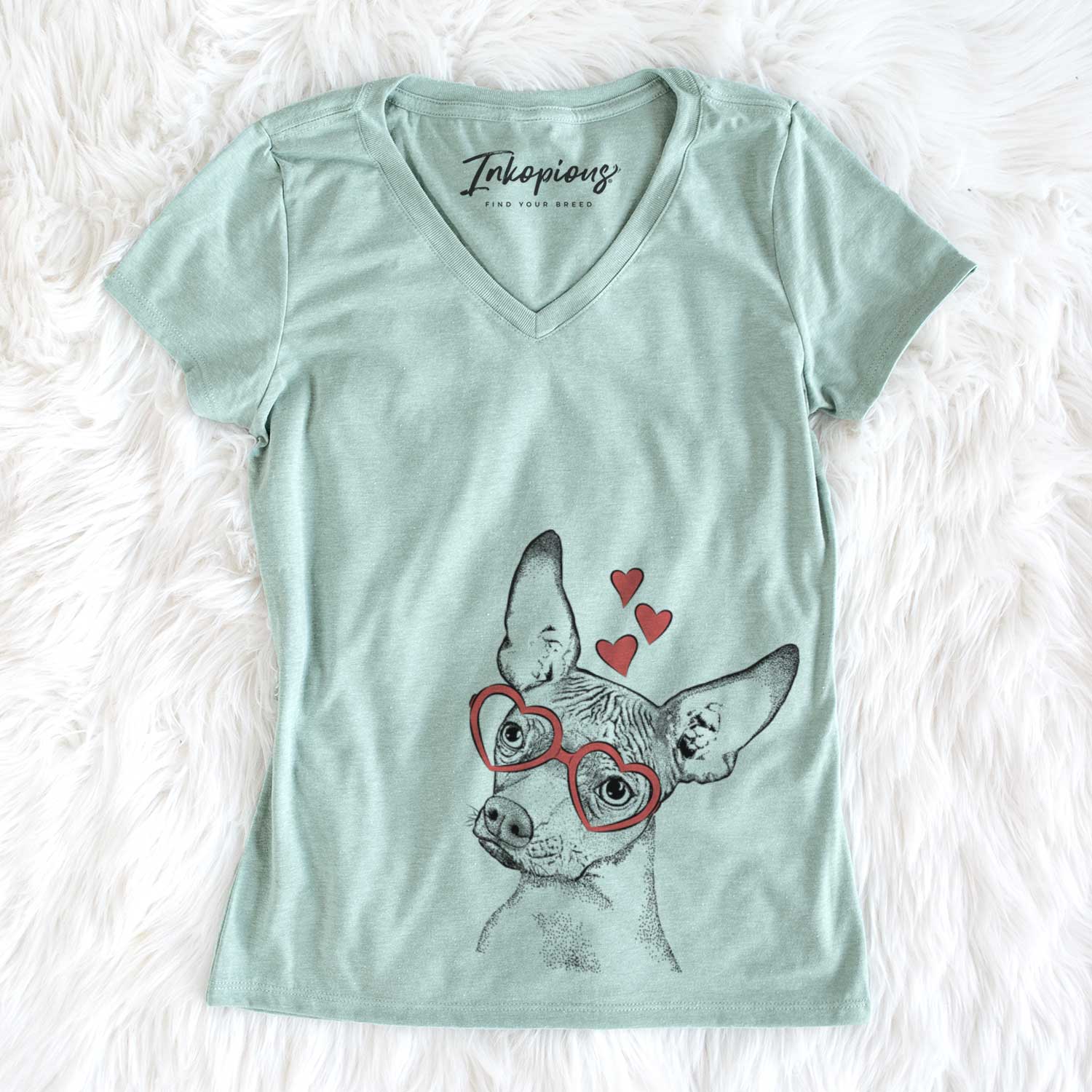 Valentine Kahlo the Xoloitzcuintli - Women's V-neck Shirt