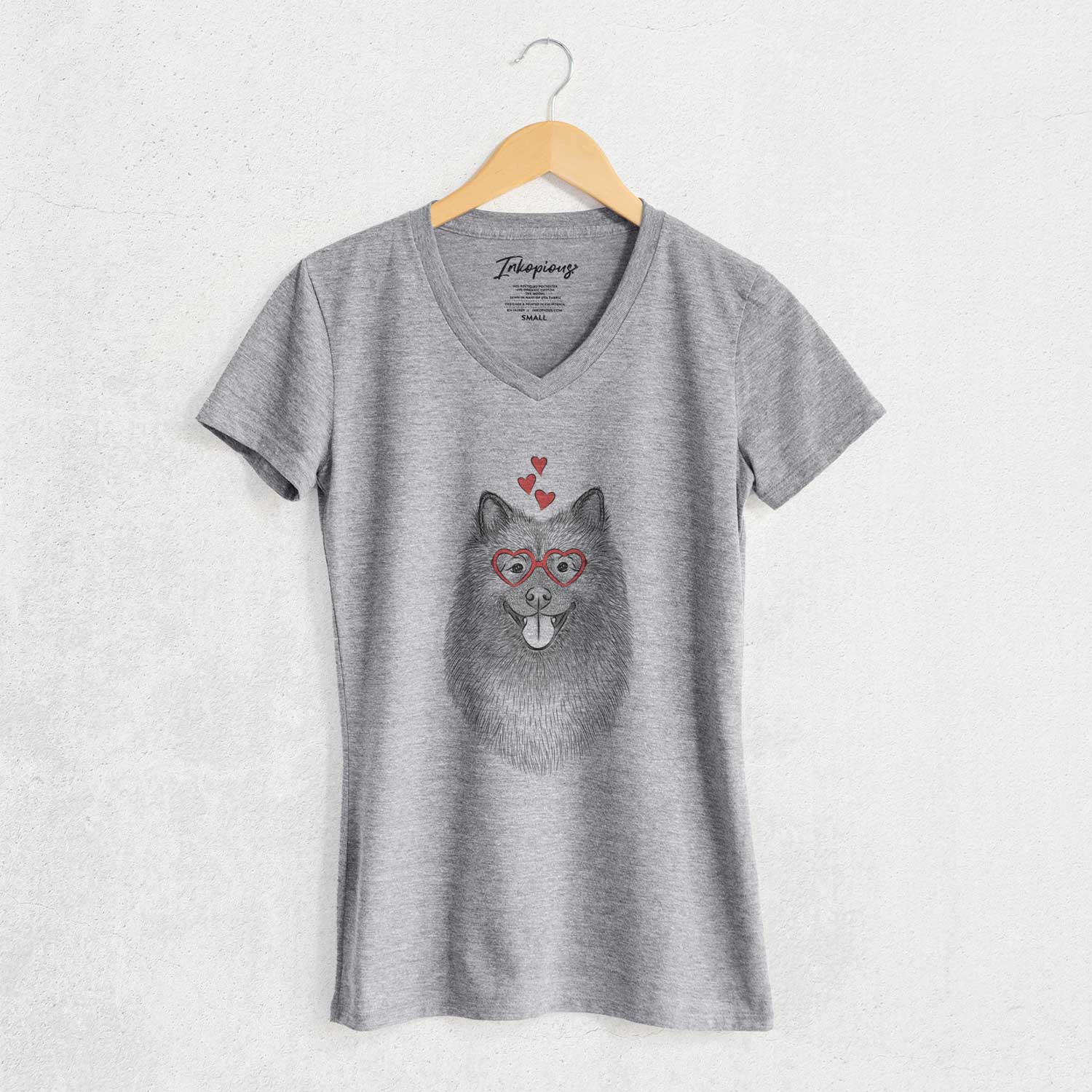 Valentine Kai the Keeshond - Women's V-neck Shirt