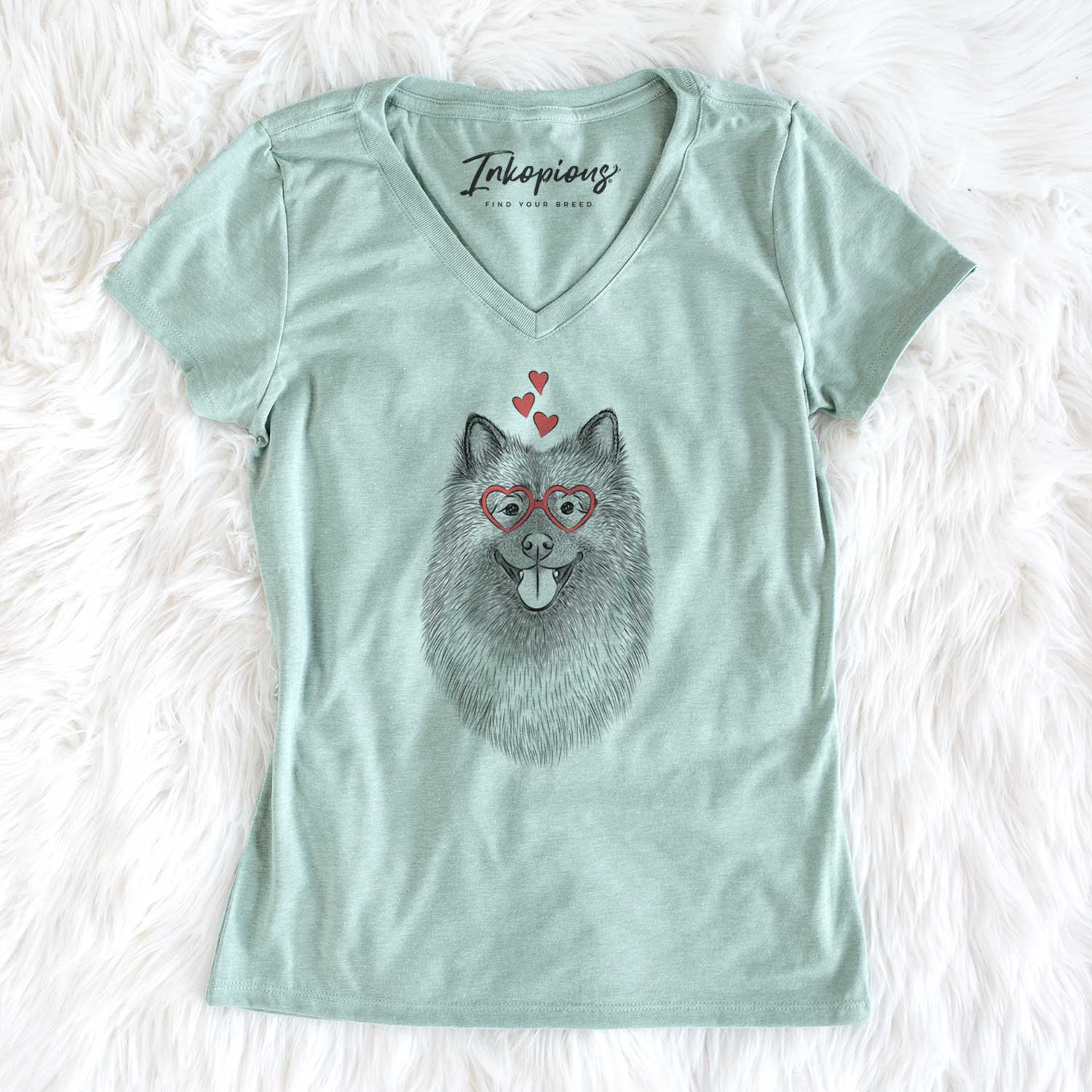 Valentine Kai the Keeshond - Women's V-neck Shirt