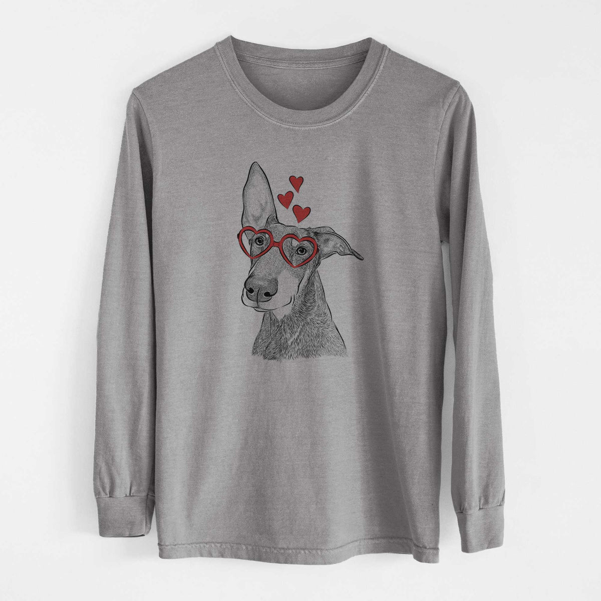 Valentine Kain the Doberman Pinscher - Heavyweight 100% Cotton Long Sleeve