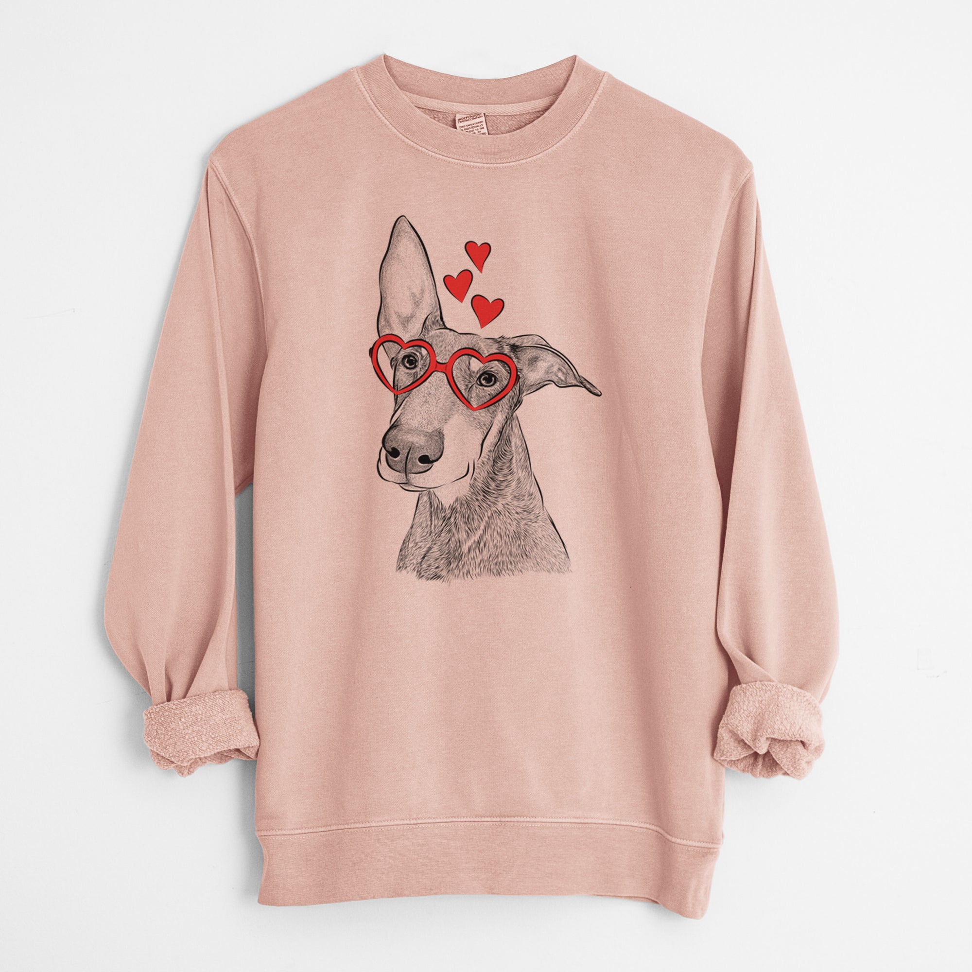 Valentine Kain the Doberman Pinscher - Unisex Pigment Dyed Crew Sweatshirt