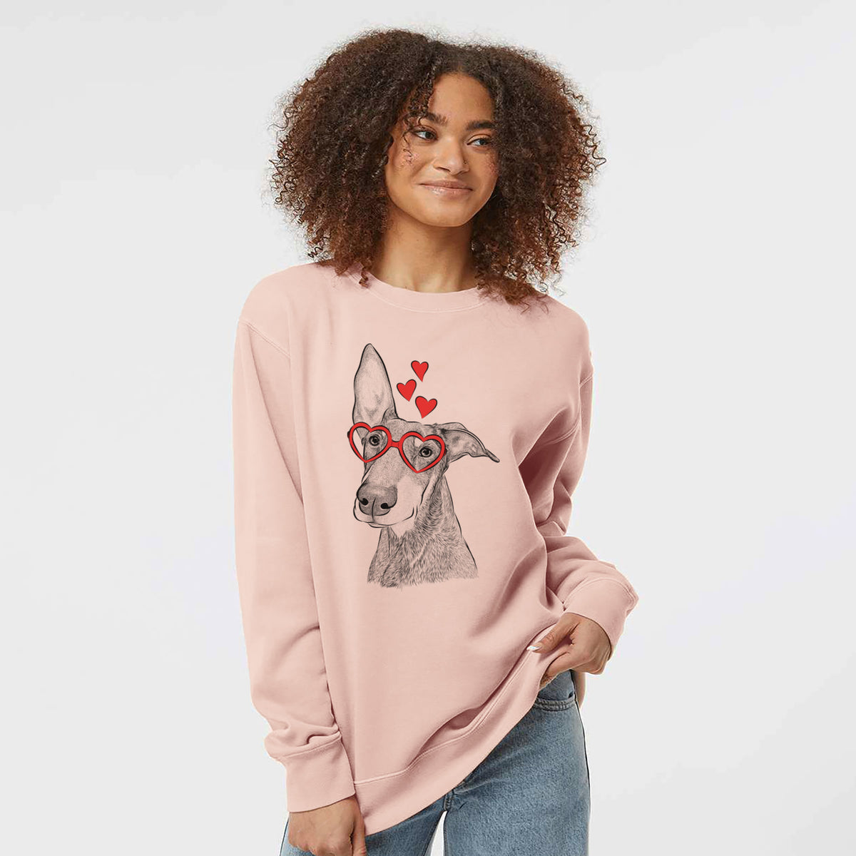 Valentine Kain the Doberman Pinscher - Unisex Pigment Dyed Crew Sweatshirt