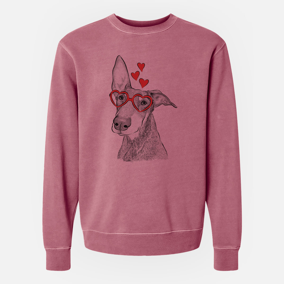 Valentine Kain the Doberman Pinscher - Unisex Pigment Dyed Crew Sweatshirt