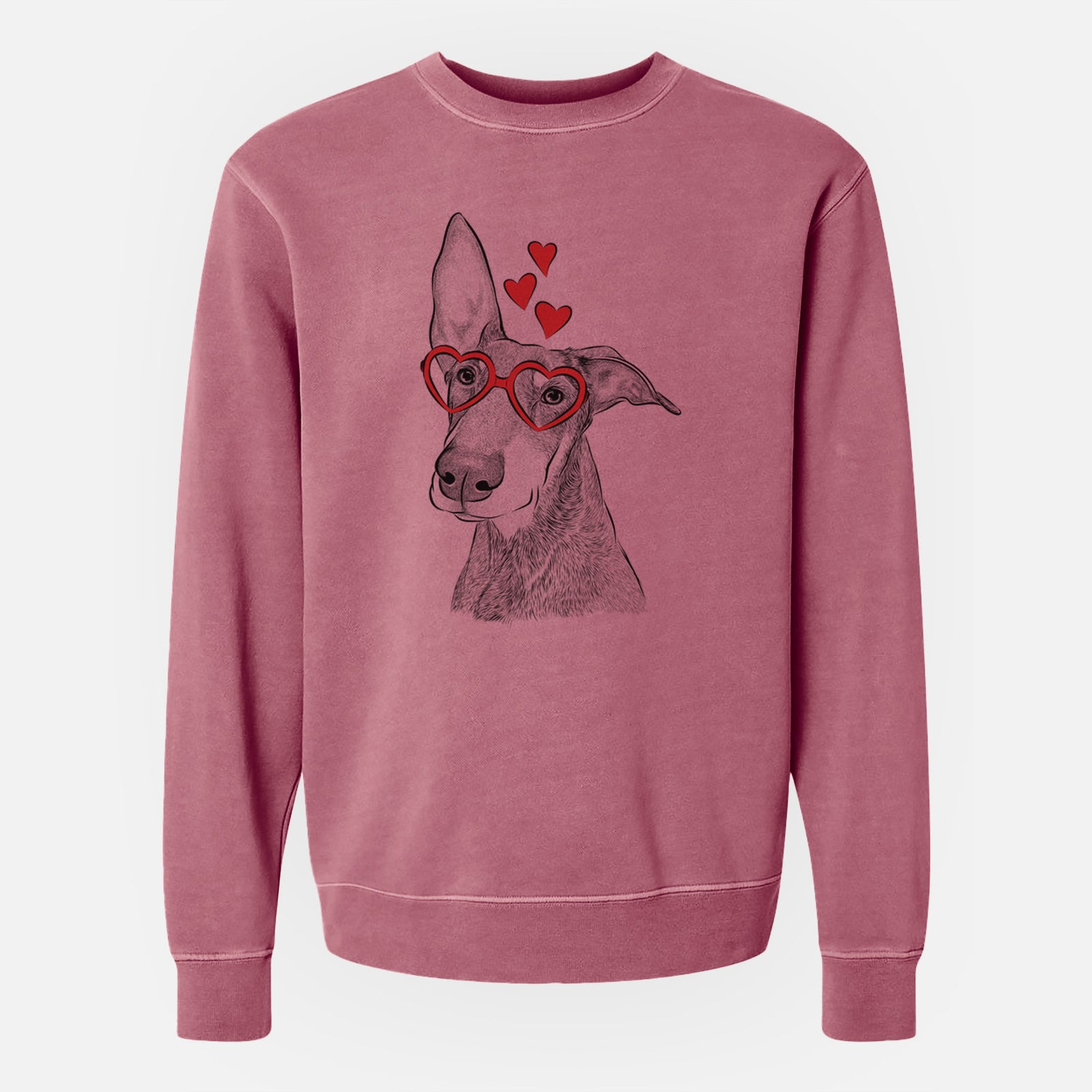 Valentine Kain the Doberman Pinscher - Unisex Pigment Dyed Crew Sweatshirt