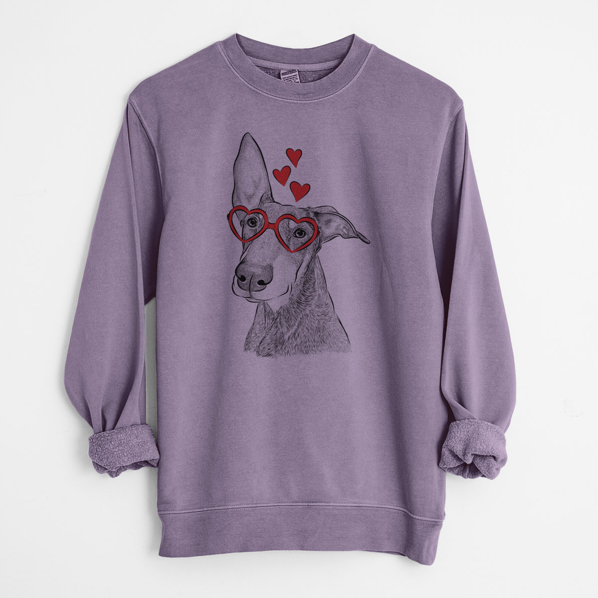 Valentine Kain the Doberman Pinscher - Unisex Pigment Dyed Crew Sweatshirt
