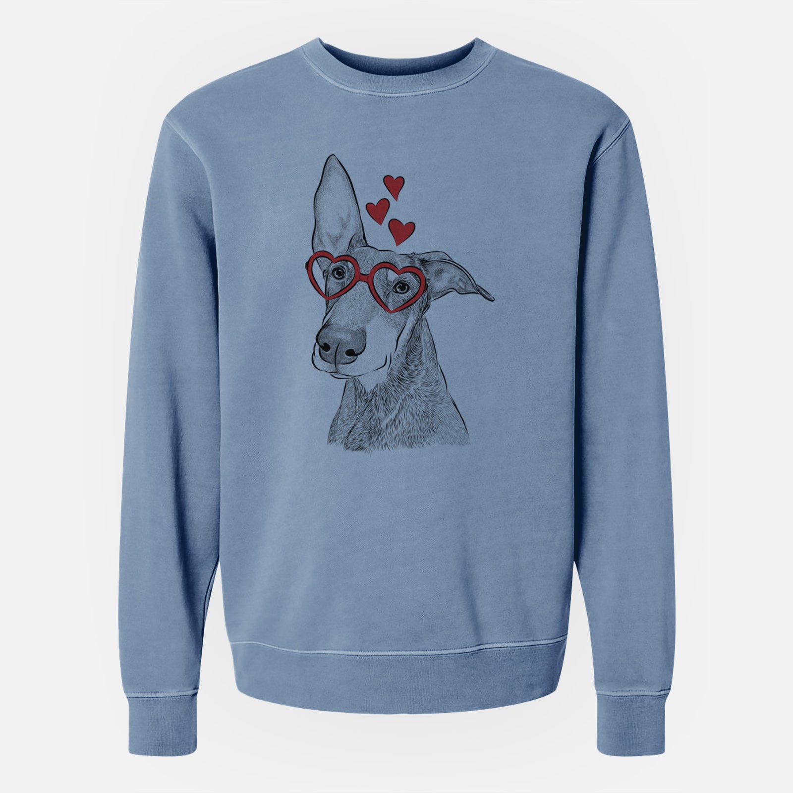 Valentine Kain the Doberman Pinscher - Unisex Pigment Dyed Crew Sweatshirt