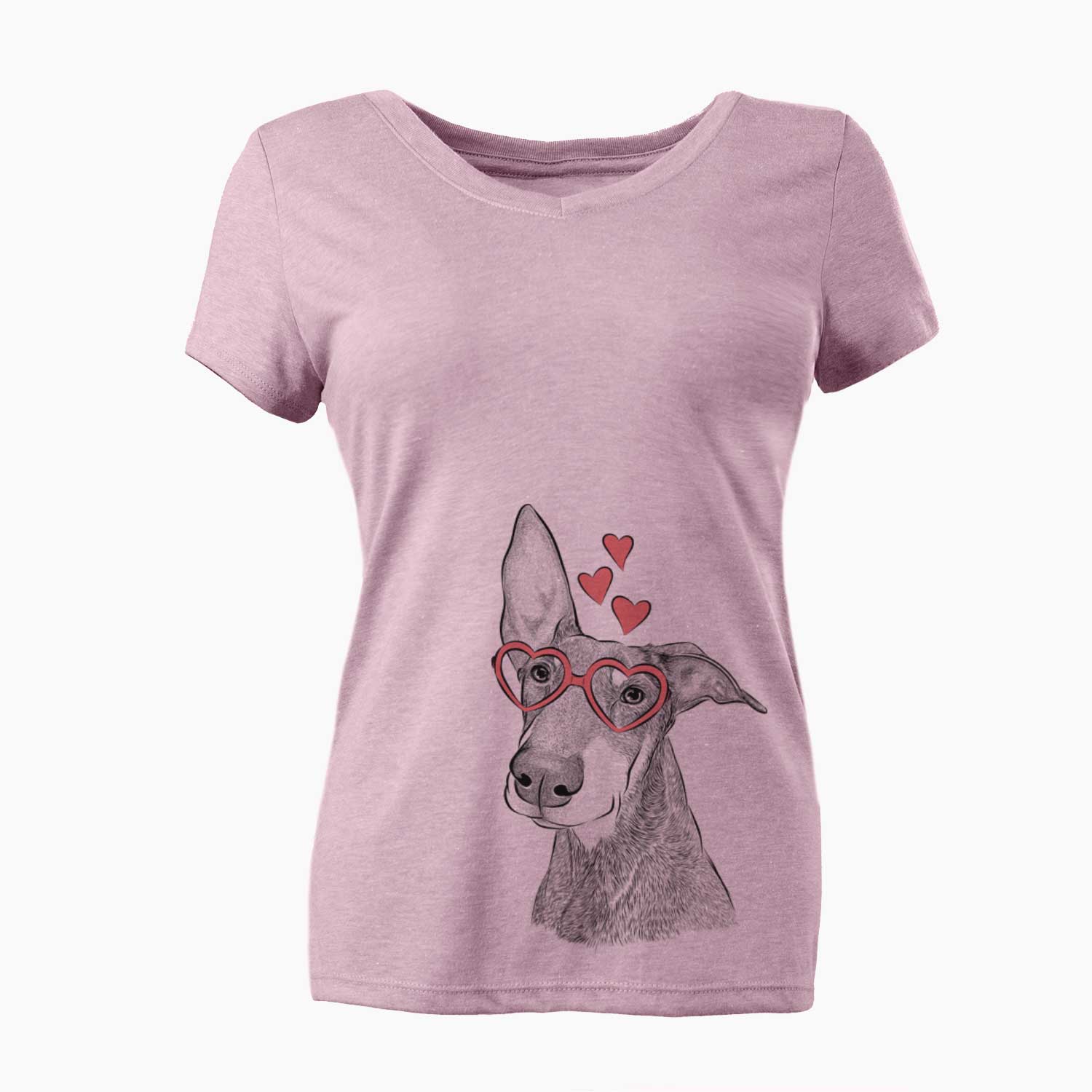 Valentine Kain the Doberman Pinscher - Women's V-neck Shirt