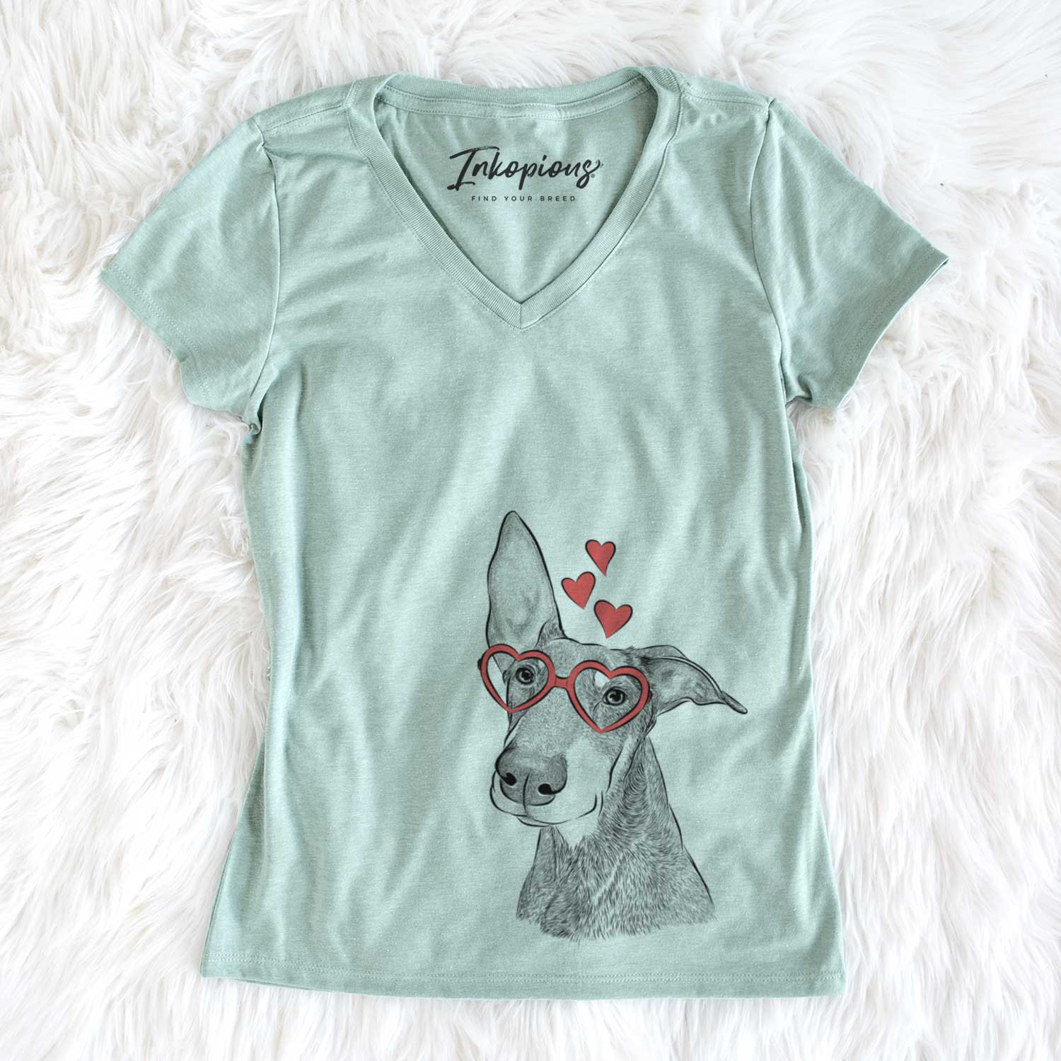 Valentine Kain the Doberman Pinscher - Women's V-neck Shirt