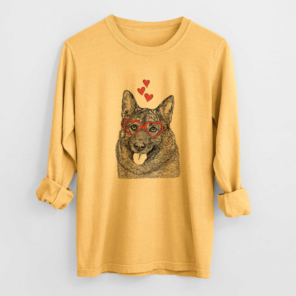 Valentine Kasia the Norwegian Elkhound - Heavyweight 100% Cotton Long Sleeve
