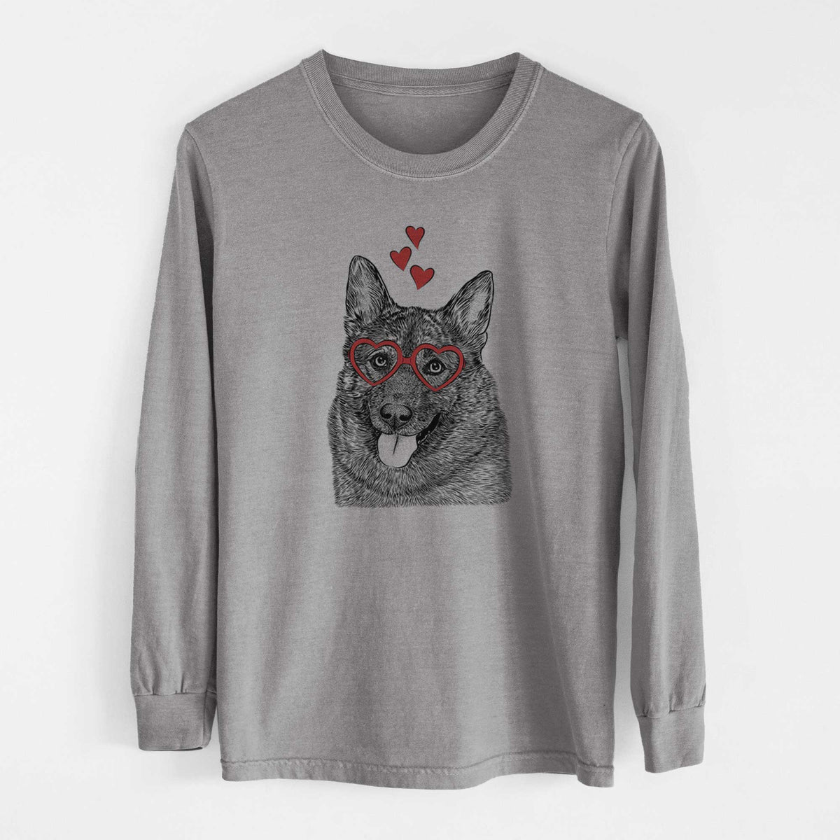 Valentine Kasia the Norwegian Elkhound - Heavyweight 100% Cotton Long Sleeve