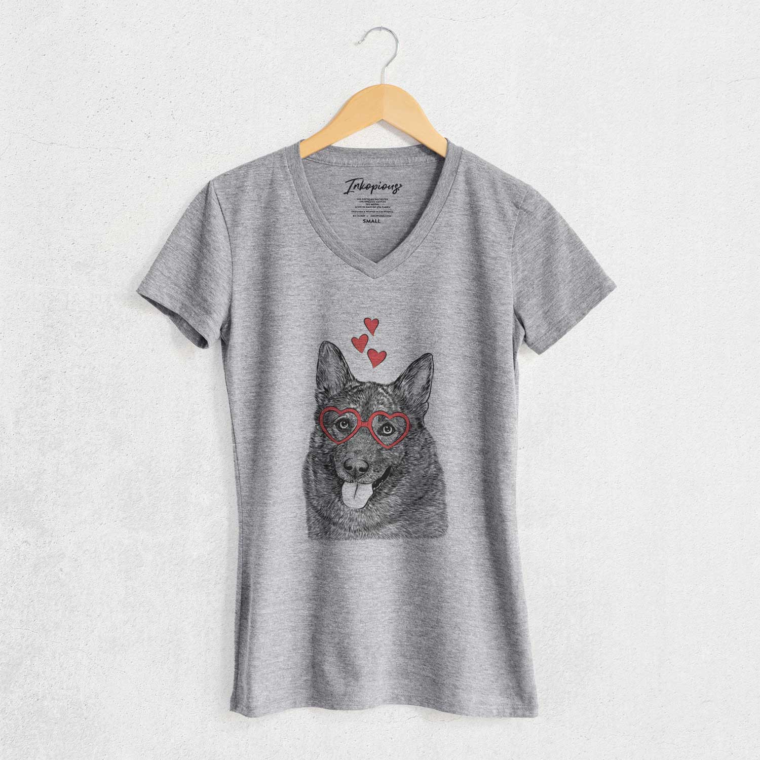 Valentine Kasia the Norwegian Elkhound - Women's V-neck Shirt