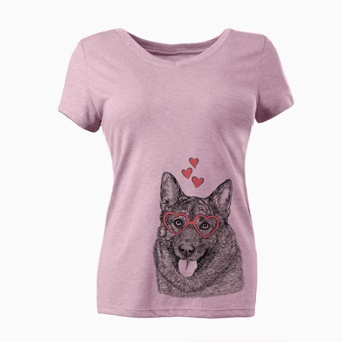 Valentine Kasia the Norwegian Elkhound - Women's V-neck Shirt