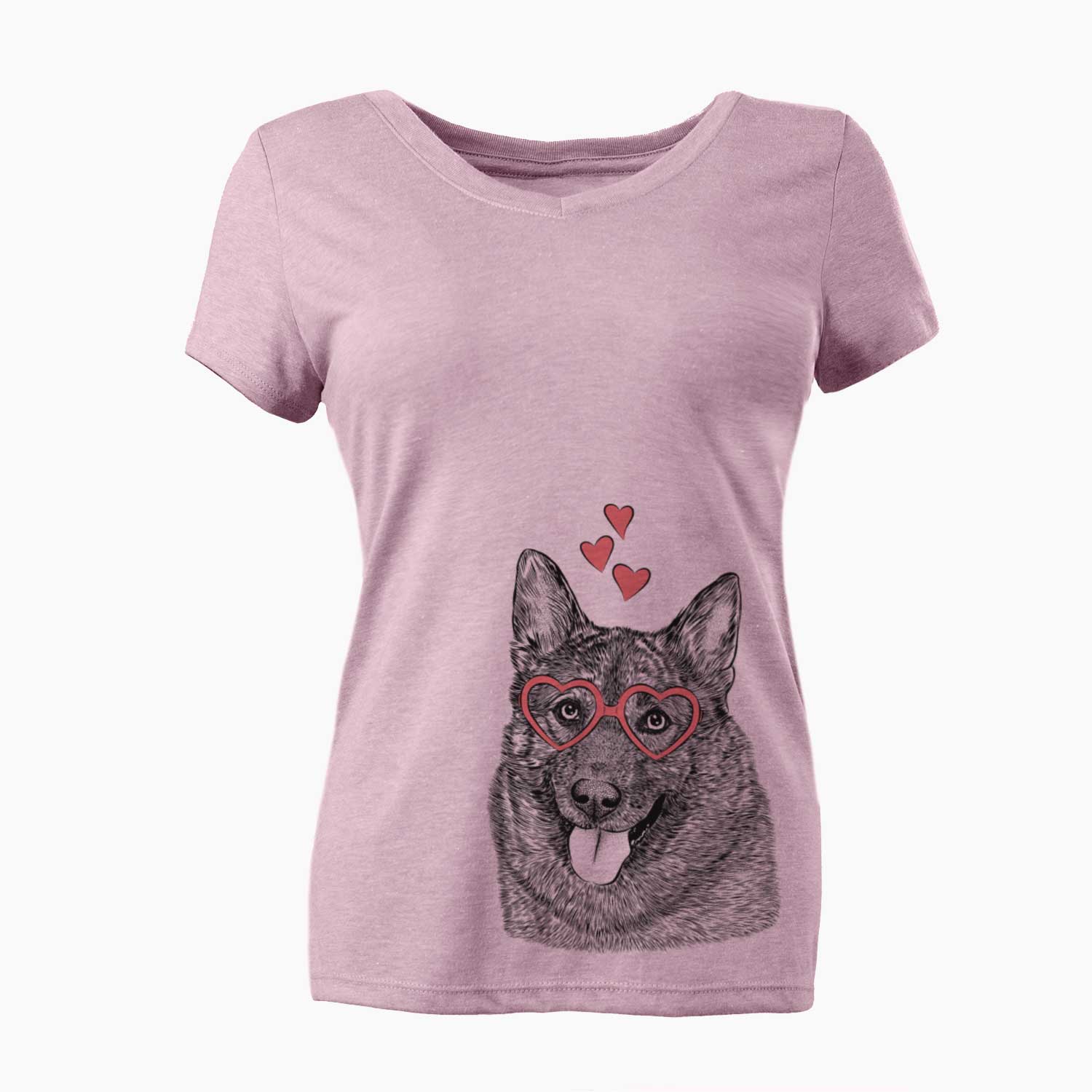 Valentine Kasia the Norwegian Elkhound - Women's V-neck Shirt