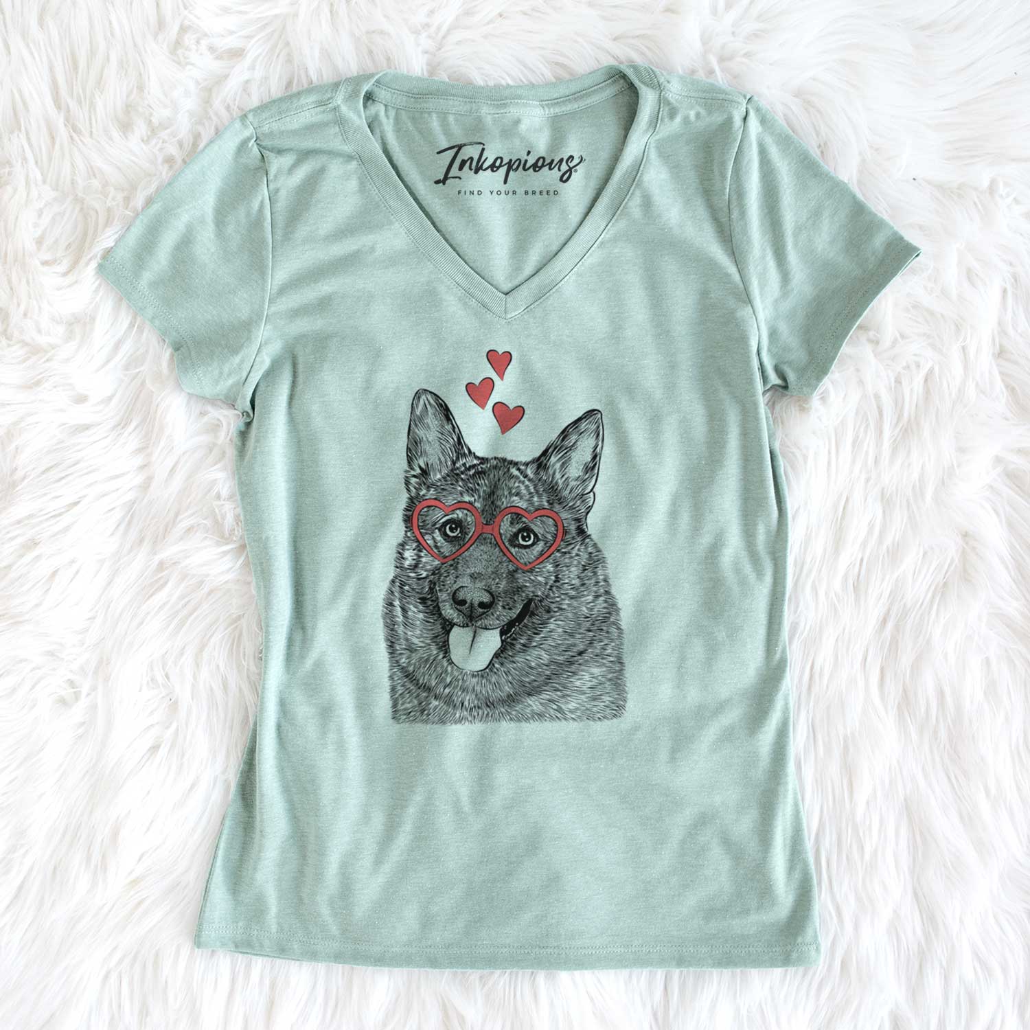 Valentine Kasia the Norwegian Elkhound - Women's V-neck Shirt