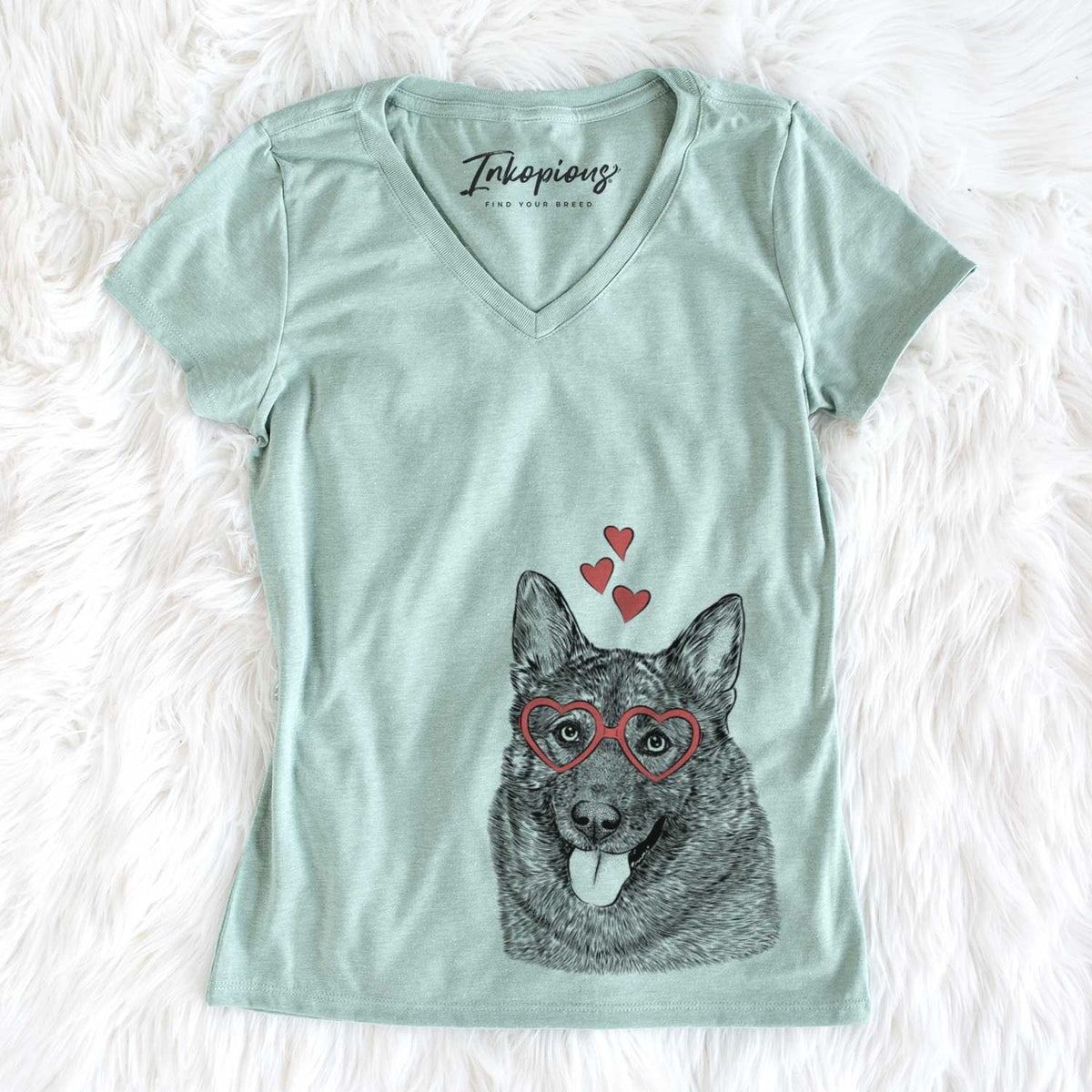 Valentine Kasia the Norwegian Elkhound - Women&#39;s V-neck Shirt