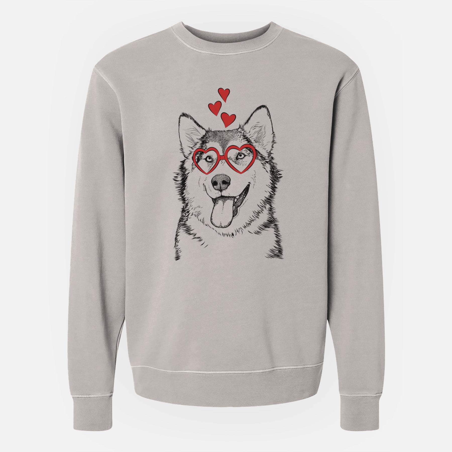 Valentine Kaskae the Alaskan Malamute - Unisex Pigment Dyed Crew Sweatshirt