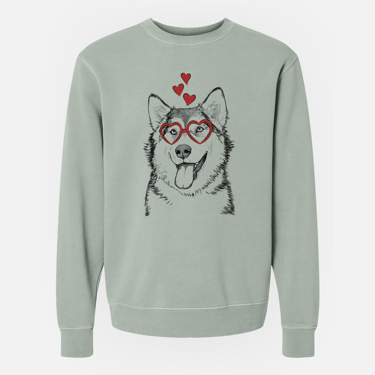 Valentine Kaskae the Alaskan Malamute - Unisex Pigment Dyed Crew Sweatshirt