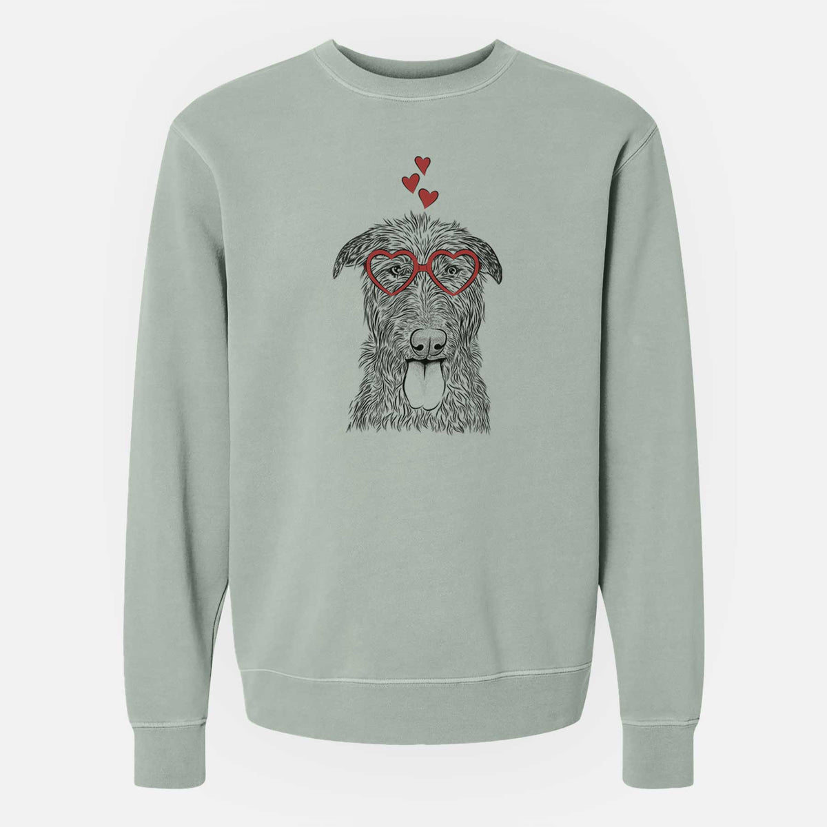 Valentine Keeva the Irish Wolfhound - Unisex Pigment Dyed Crew Sweatshirt