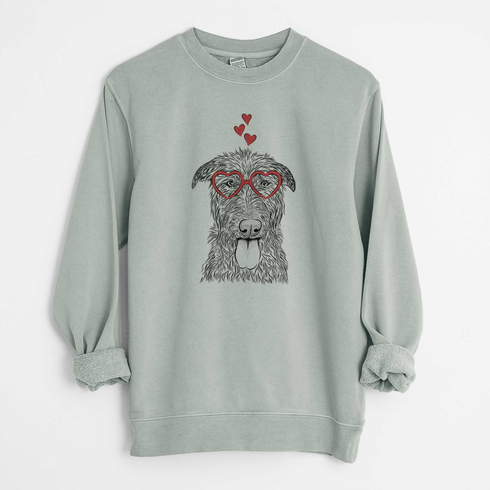 Valentine Keeva the Irish Wolfhound - Unisex Pigment Dyed Crew Sweatshirt
