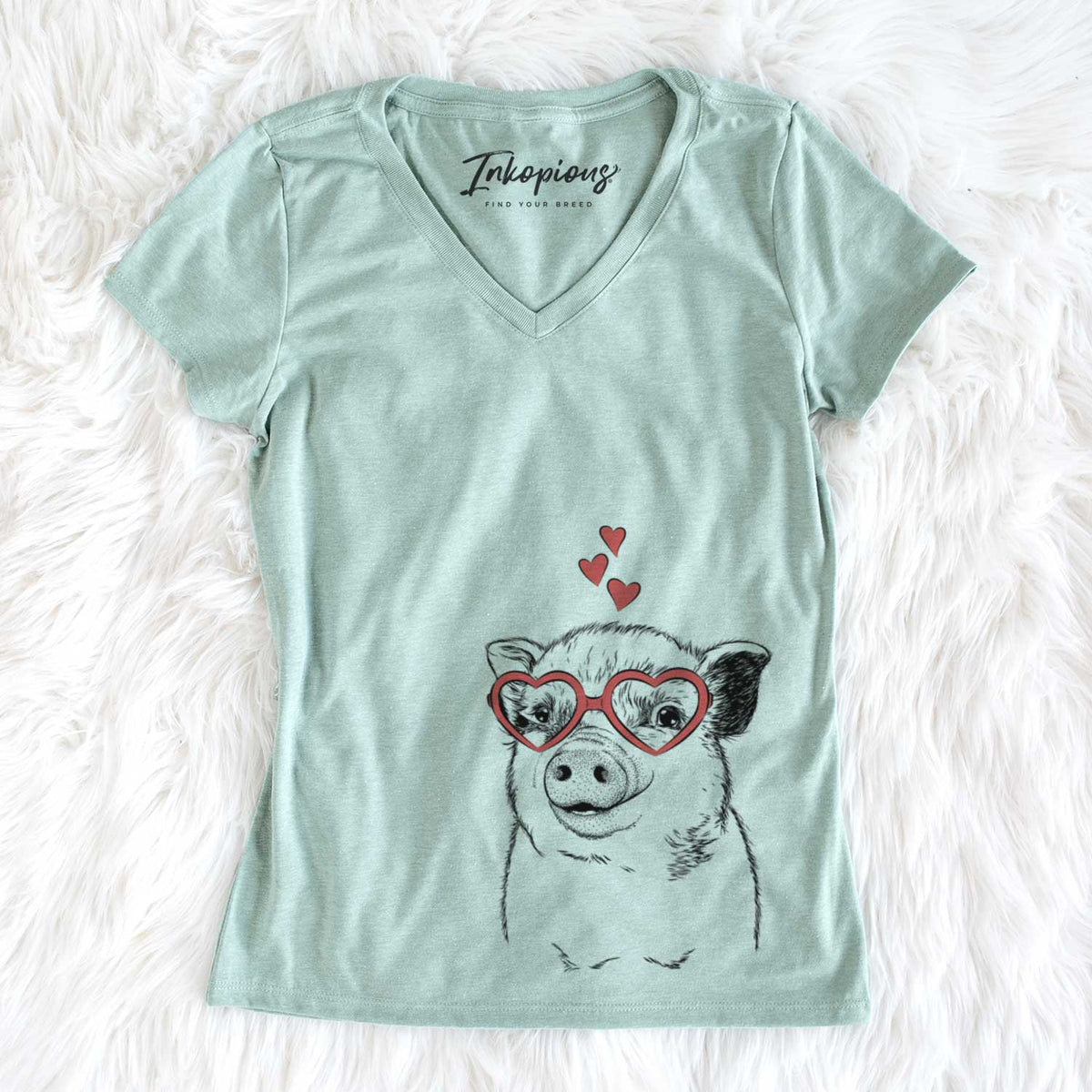 Valentine Kevin the Spotted Pig - Women&#39;s V-neck Shirt