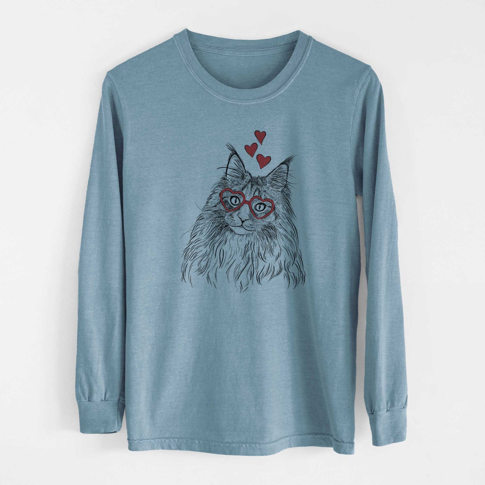 Valentine Kiki the Maine Coon Cat - Heavyweight 100% Cotton Long Sleeve