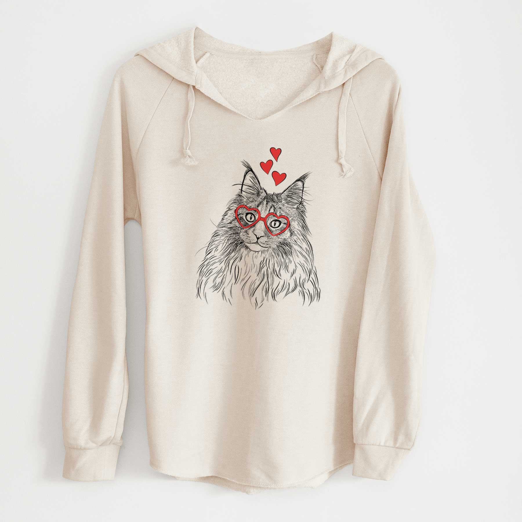Valentine Kiki the Maine Coon Cat - Cali Wave Hooded Sweatshirt