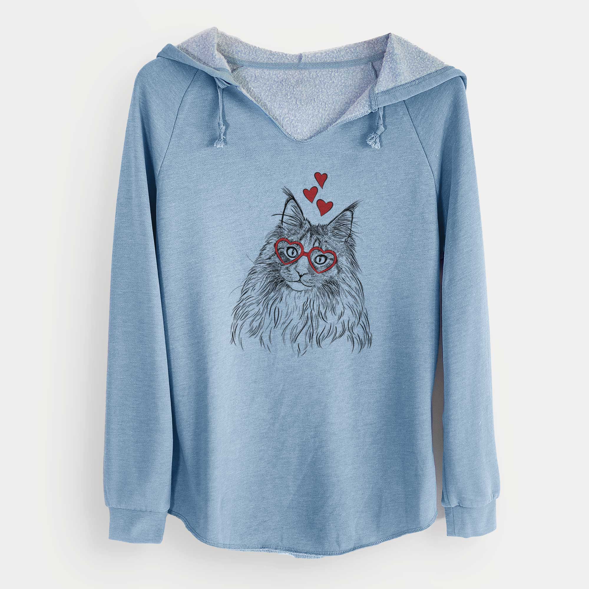 Valentine Kiki the Maine Coon Cat - Cali Wave Hooded Sweatshirt