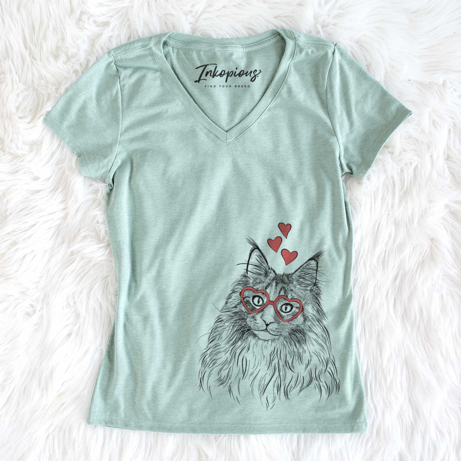 Kiki the Maine Coon Cat - Women's V-neck Shirt