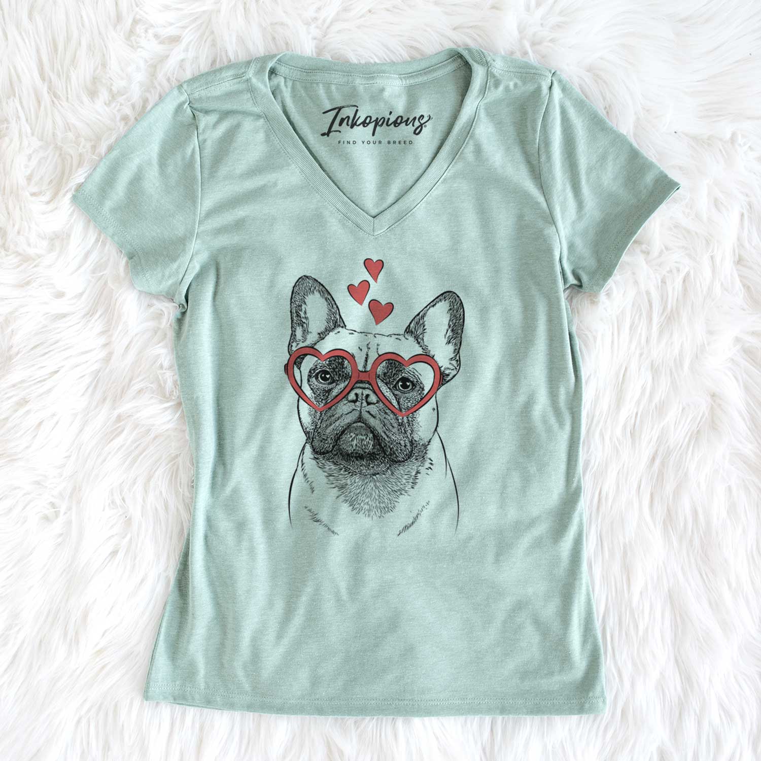 Valentine Kingsleigh the French Bulldog - Women's V-neck Shirt