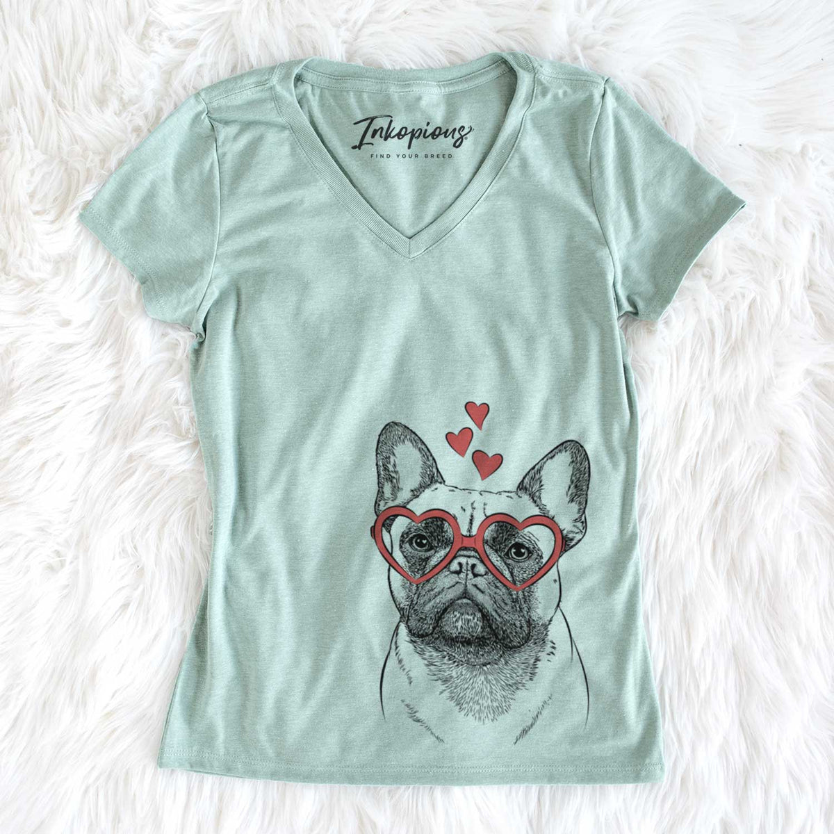 Valentine Kingsleigh the French Bulldog - Women&#39;s V-neck Shirt