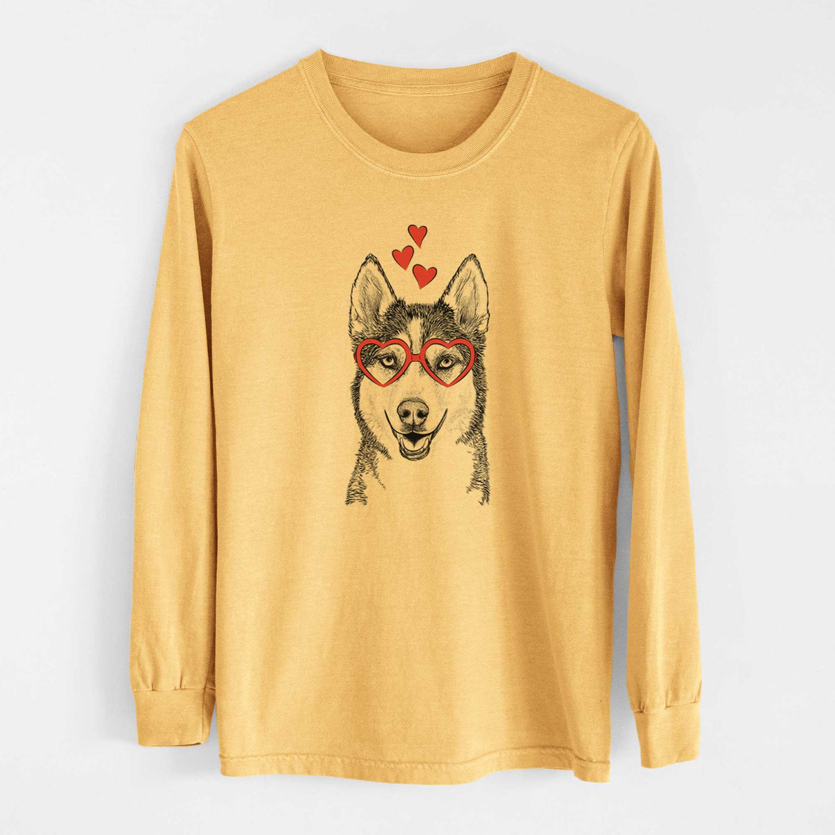 Valentine Kira the Siberian Husky - Heavyweight 100% Cotton Long Sleeve
