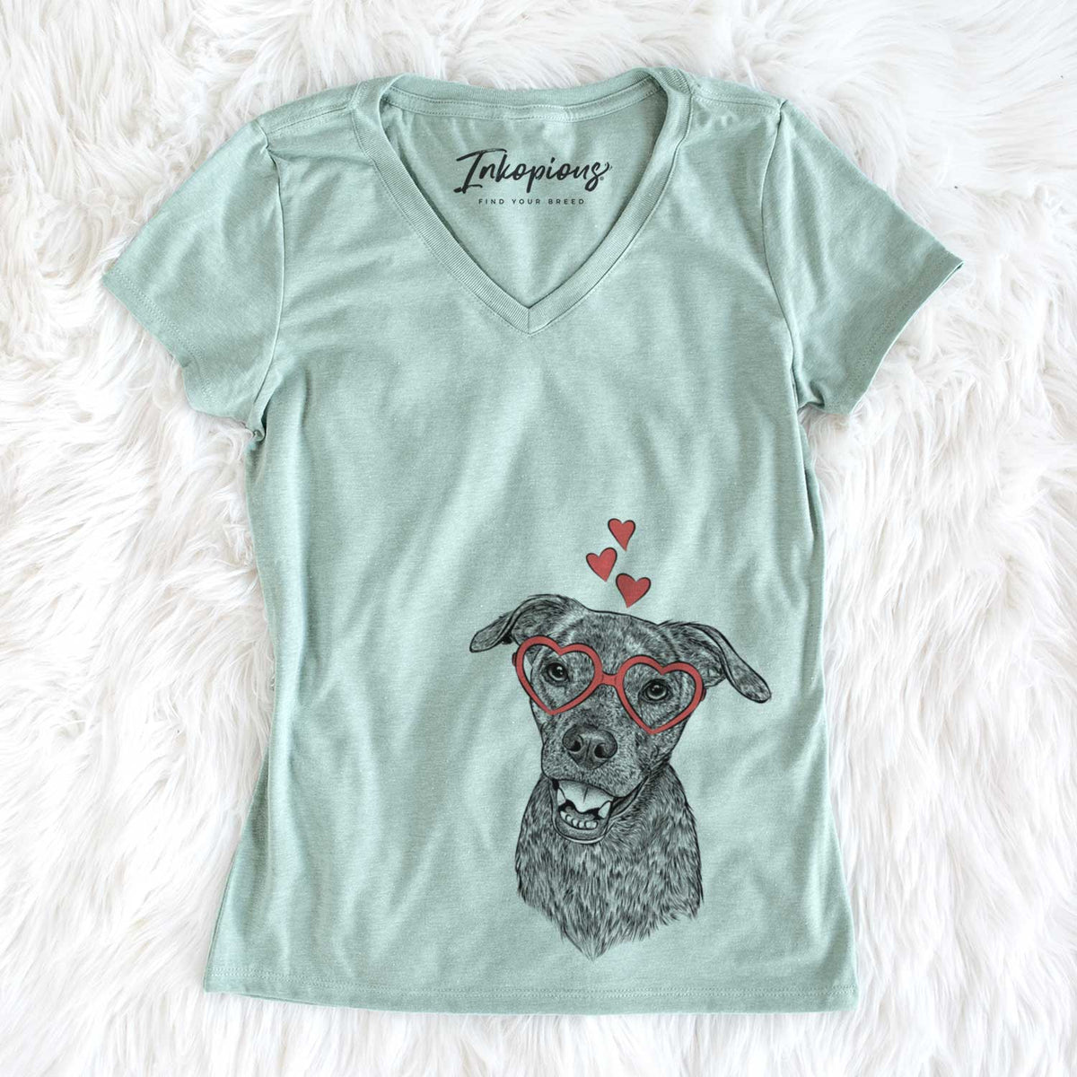 Valentine Kirby the Mountain Cur Mix - Women&#39;s V-neck Shirt