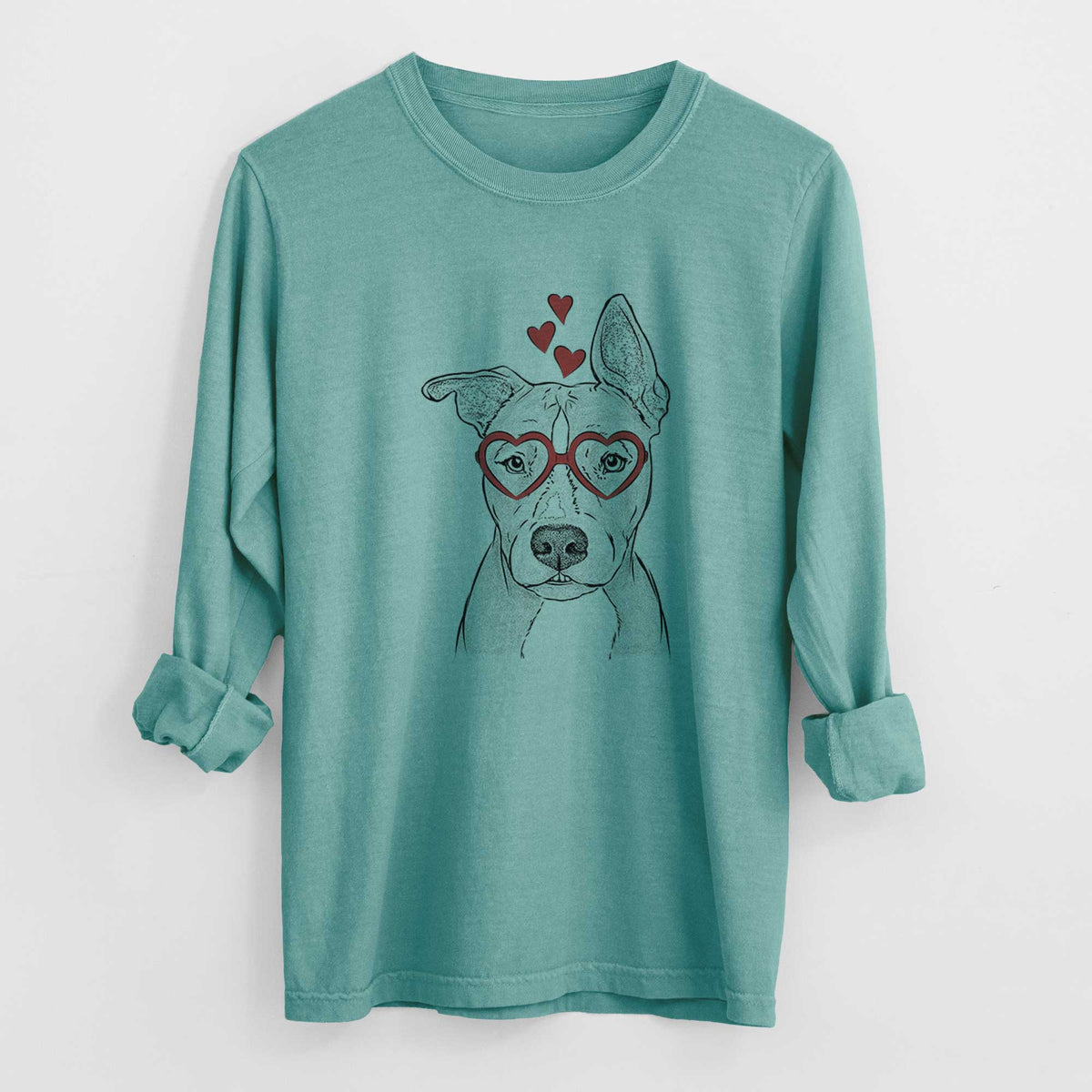 Valentine Kisses the Pitbull - Heavyweight 100% Cotton Long Sleeve