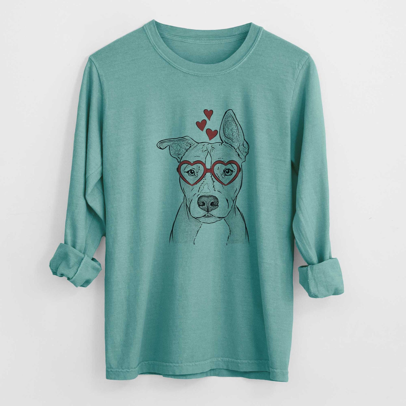 Valentine Kisses the Pitbull - Heavyweight 100% Cotton Long Sleeve