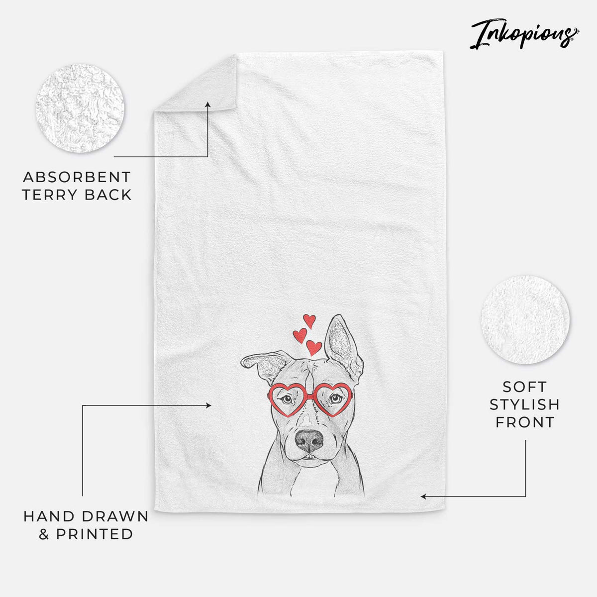 Kisses the Pitbull Decorative Hand Towel