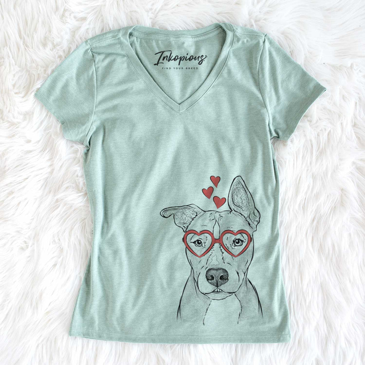 Valentine Kisses the Pitbull - Women&#39;s V-neck Shirt